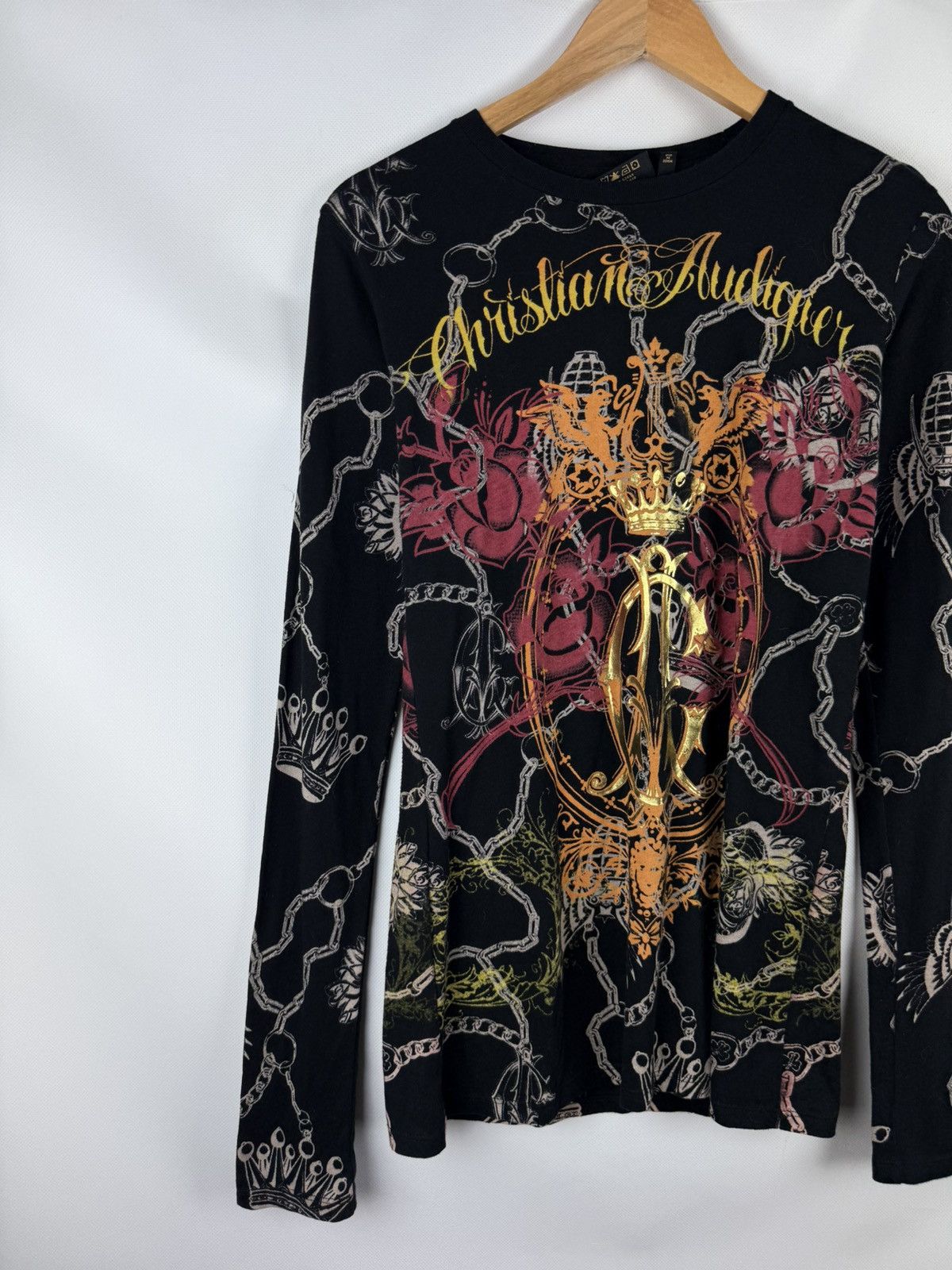 Christian Audigier Christian Audigier Y2K Overprinted Long Sleeve T Shirt Size L / US 10 / IT 46 - 2 Thumbnail