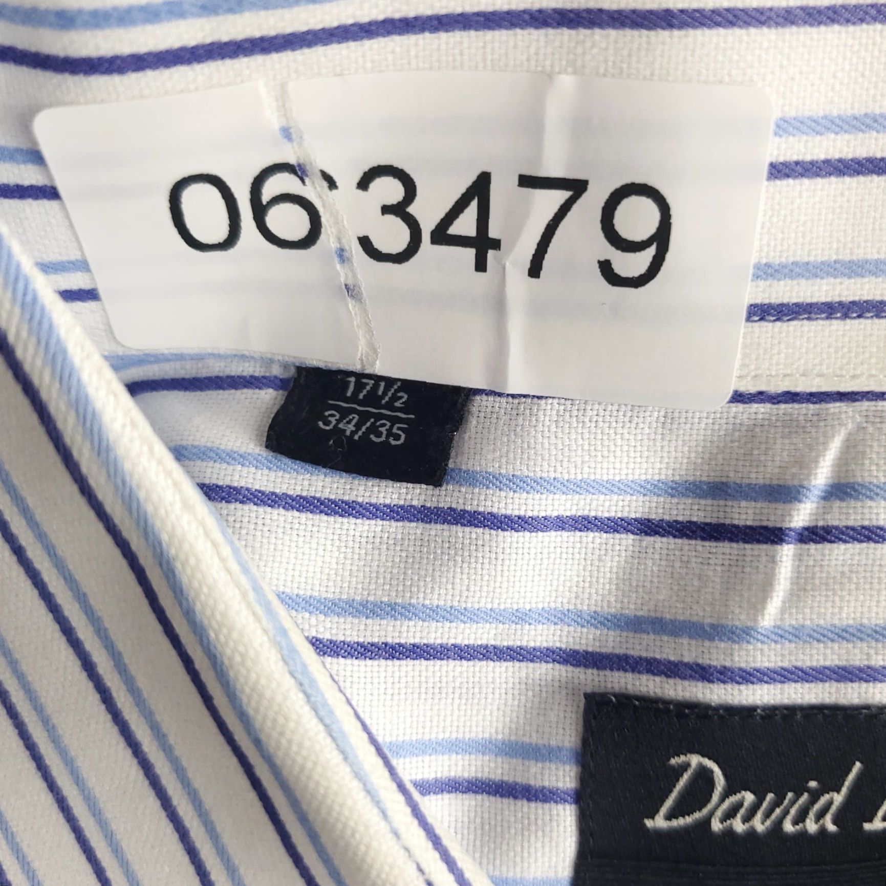 David Donahue David Donahue Dress Shirt Mens 17.5 Blue Striped French Cuff Button Up Size 46R - 8 Thumbnail