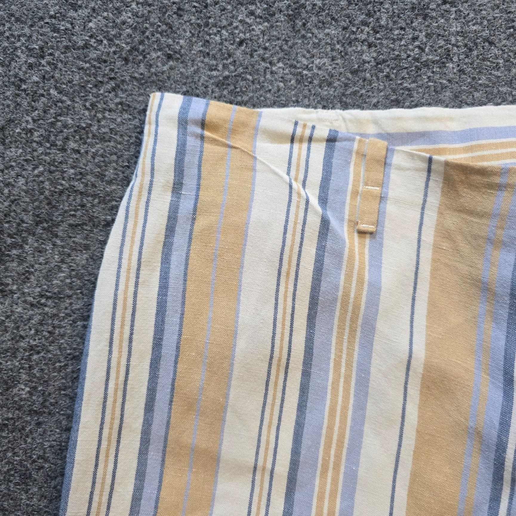 J. Jill J. Jill Pants Womens XL Blue Tan Striped Wide-Leg Linen Cropped Beachy Capsule Size 40" / US 18 - 3 Thumbnail