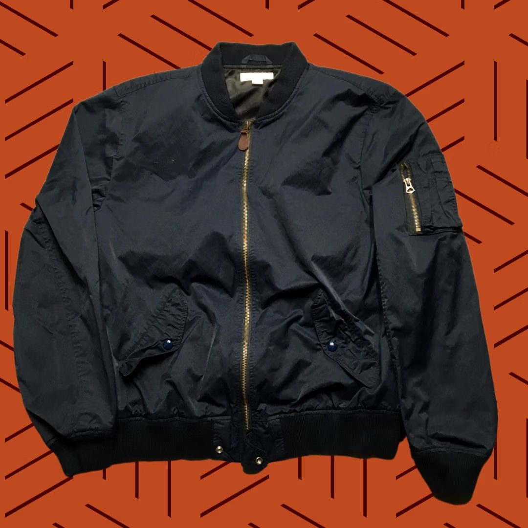 Wallace & Barnes Wallace & Barnes Jacket Mens L Blue Nylon Bomber Full Zip Lined Ribbed Hem Casual Travel Size US L / EU 52-54 / 3 - 1 Thumbnail