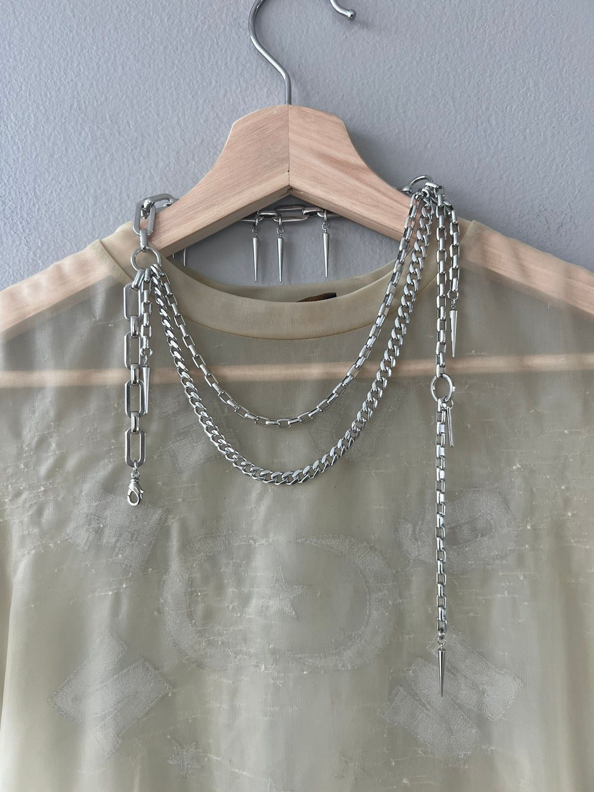 Pre-owned Comme Des Garcons X Junya Watanabe Ss21 Punk Spike Necklace In Silver