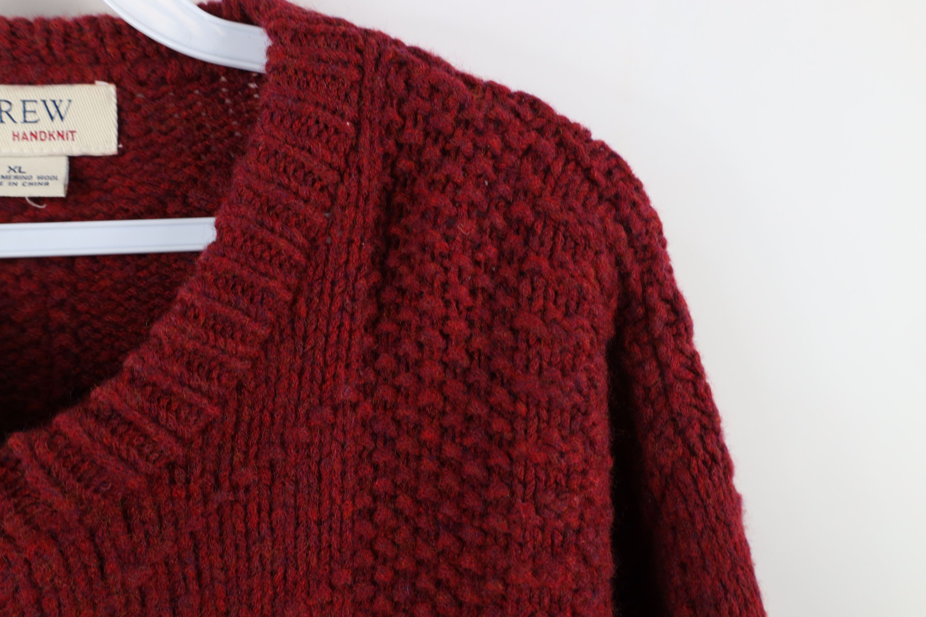 J.Crew × Vintage Vintage 90s J Crew Heavyweight Wool Crewneck Sweater Red Size US XL / EU 56 / 4 - 6 Thumbnail