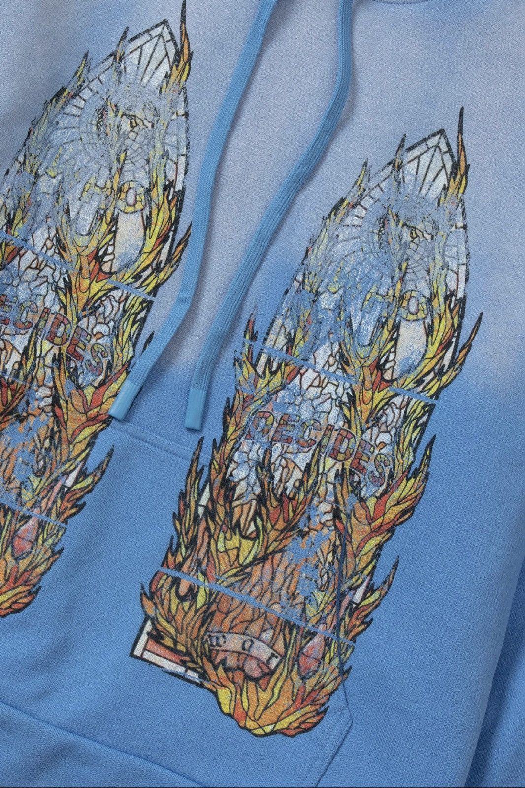 Who Decides War WDW "Faded Flame Glass" Sky Blue Hoodie Size US L / EU 52-54 / 3 - 2 Thumbnail