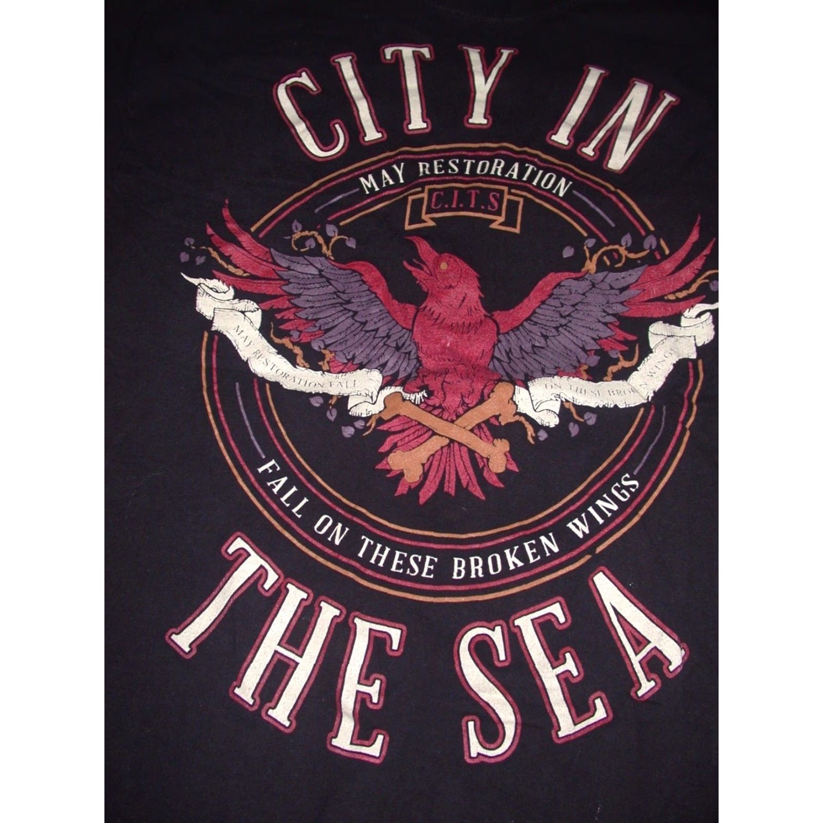 Gildan VINTAGE City In The Sea T Shirt Large Black Gildan 100% Cotton Metal Size US L / EU 52-54 / 3 - 2 Thumbnail