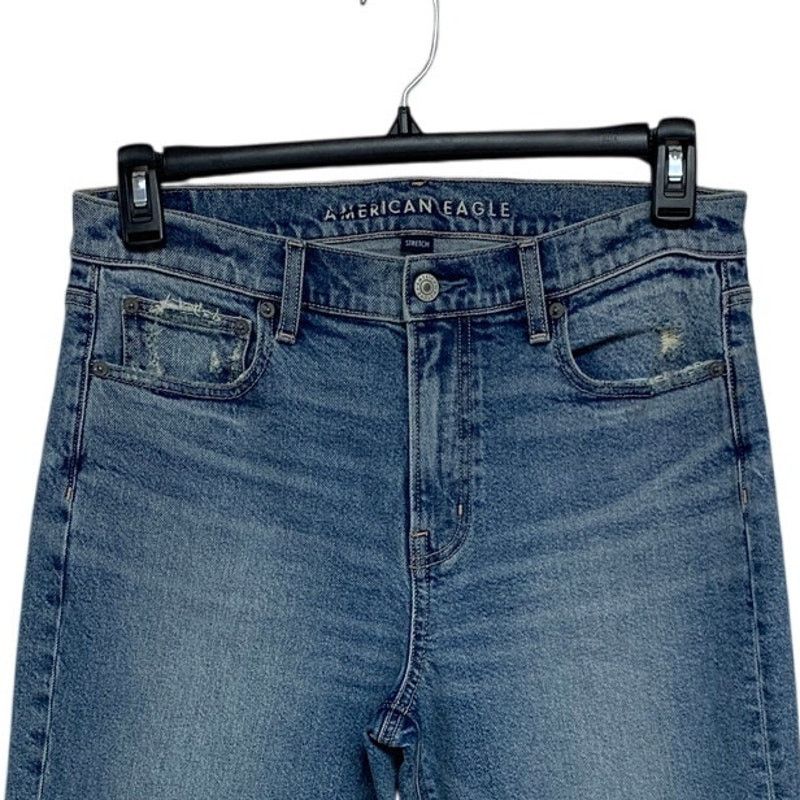 American Eagle Outfitters New American Eagle Womens 10 Straight Denim Blue Jeans Size 32" / US 10 / IT 46 - 2 Thumbnail