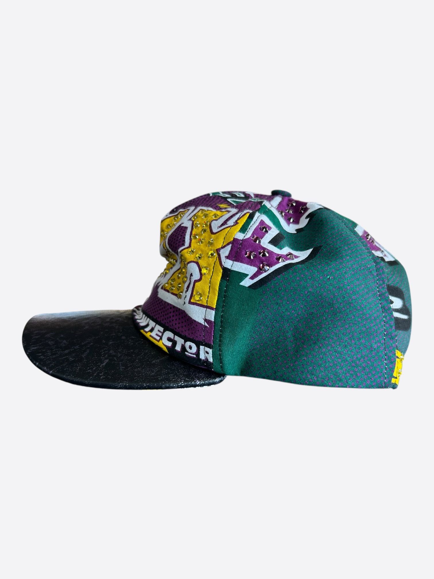 Bossi Sportswear Bossi Purple & Green Rhinestone Embellished Hat Size ONE SIZE - 4 Thumbnail