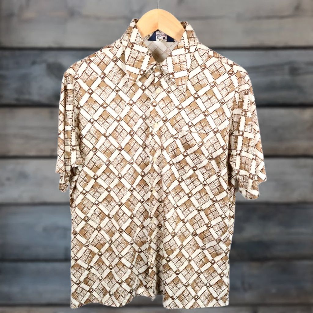 Etro VINTAGE Donegal Shirt Mens XL Button-Up Geometric 70s Brown Size US L / EU 52-54 / 3 - 1 Thumbnail