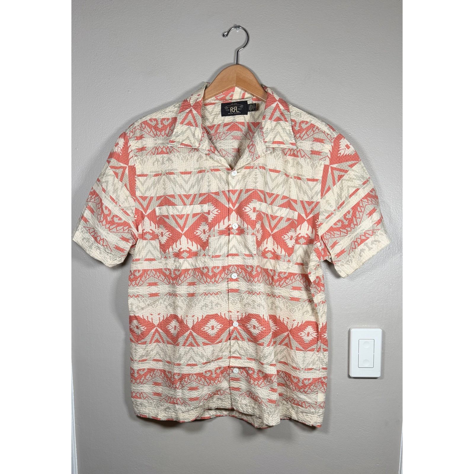 RRL Ralph Lauren RRL Trade Blanket Printed Cotton Seersucker Shirt size L Size US L / EU 52-54 / 3 - 4 Thumbnail