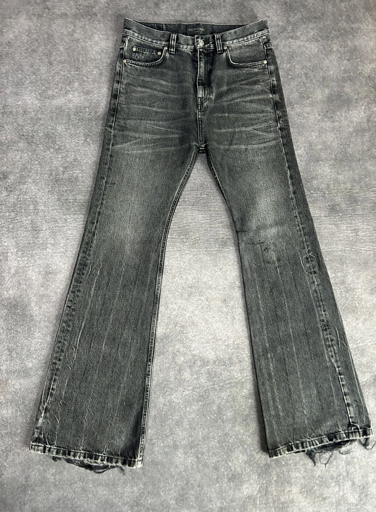 image of Balenciaga Fw22 Flared Jeans Xs Lost Tape in Grey, Men's (Size 30)