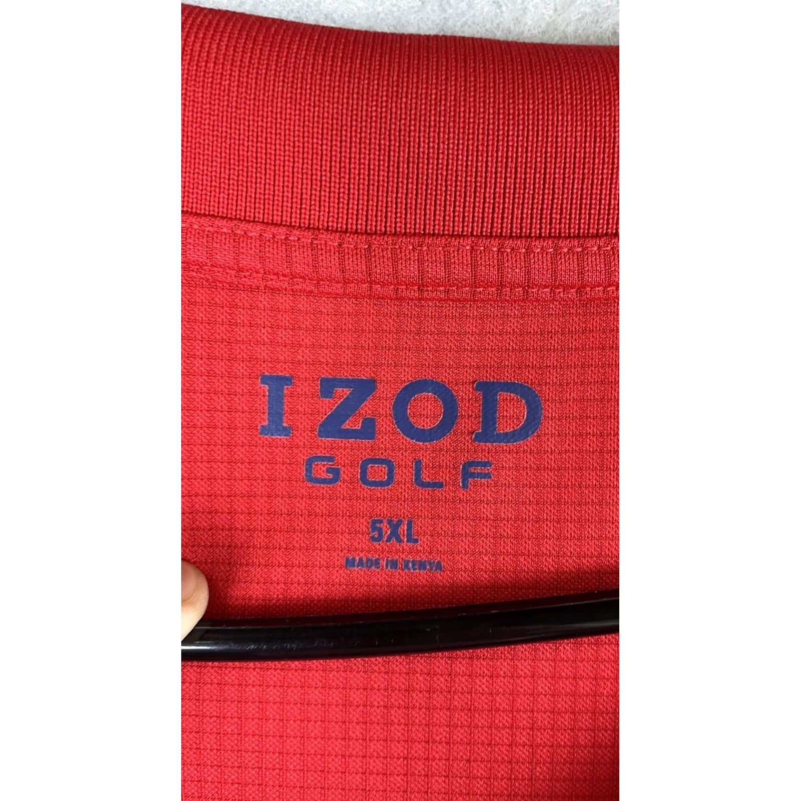 Izod IZOD Golf Shirt Mens 5XL Red Solid Big & Tall Short Sleeve Polo Casual Size US XXL / EU 58 / 5 - 3 Thumbnail