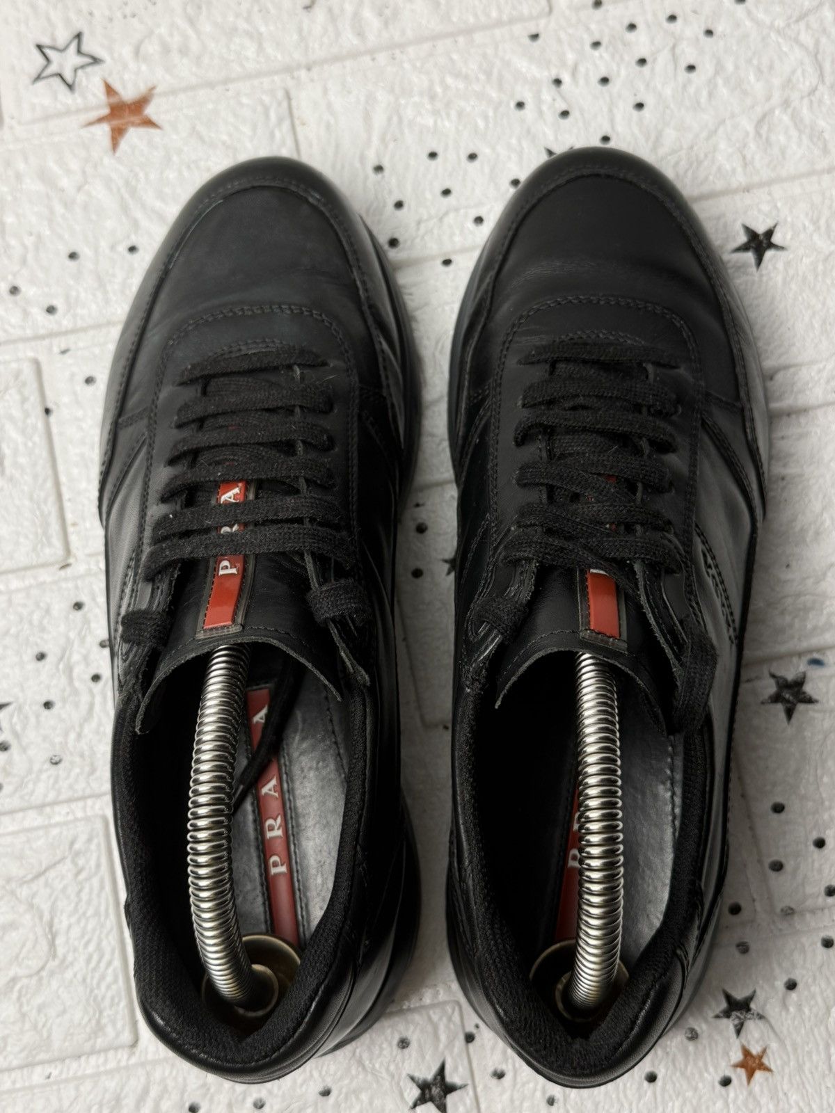 Prada Prada leather sneakers with side logo US7 UK5.5 EUR40 Black Size US 7 / EU 40 - 8 Thumbnail