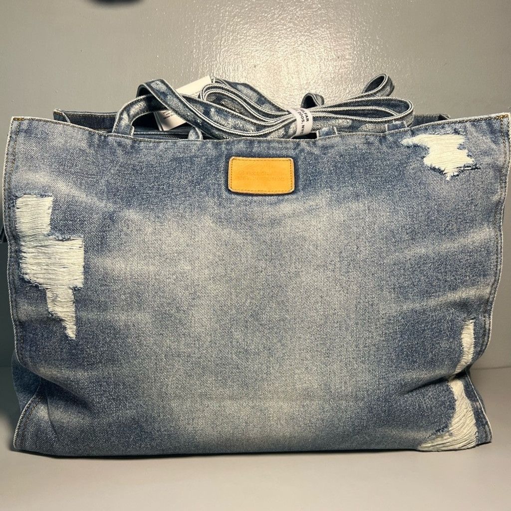 Telfar Large Telfar blue distressed denim Size ONE SIZE - 6 Thumbnail