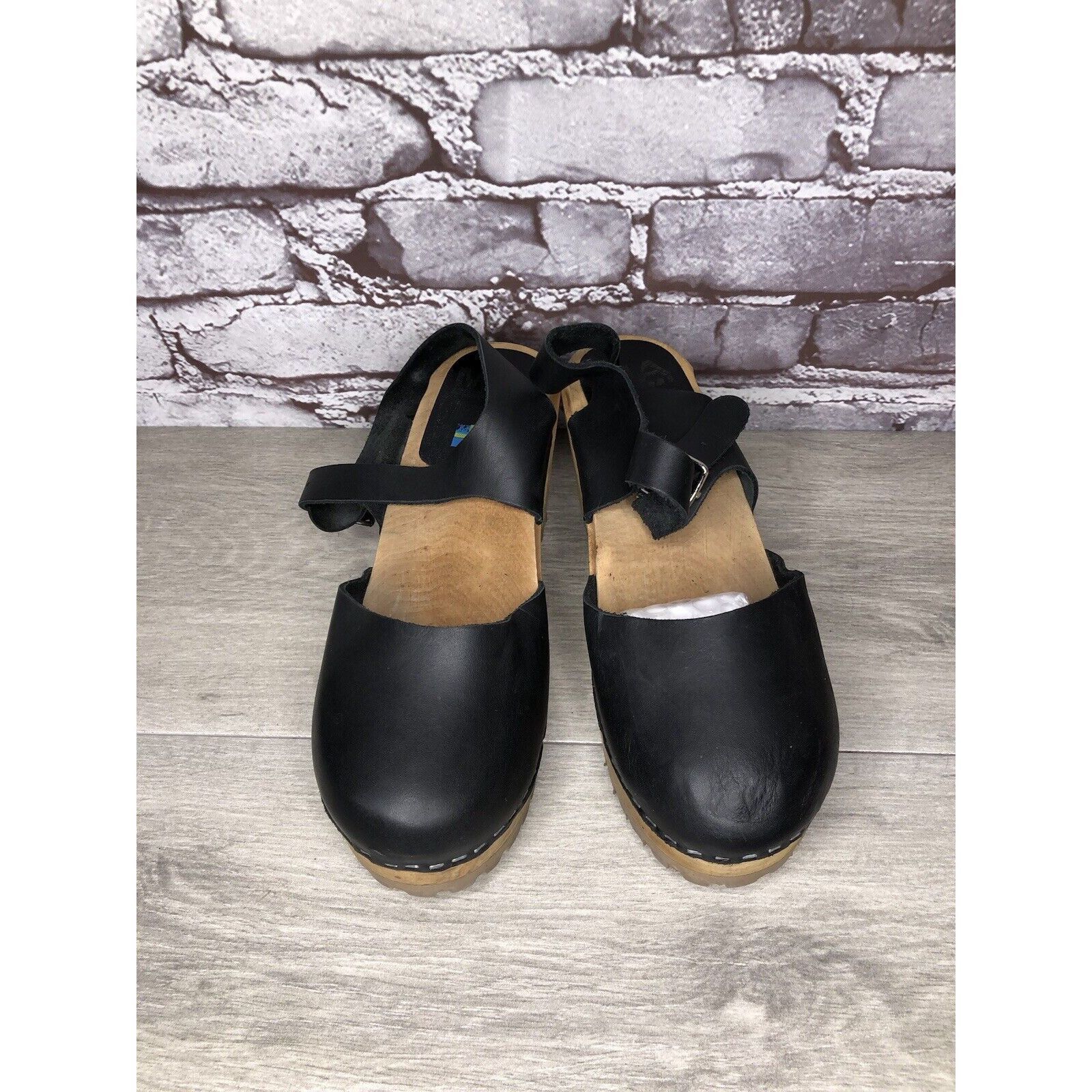 Other MIA Greta Black Leather Ankle Strap Wood Heel Sandals Women’ Size US 7.5 / IT 37.5 - 10 Thumbnail