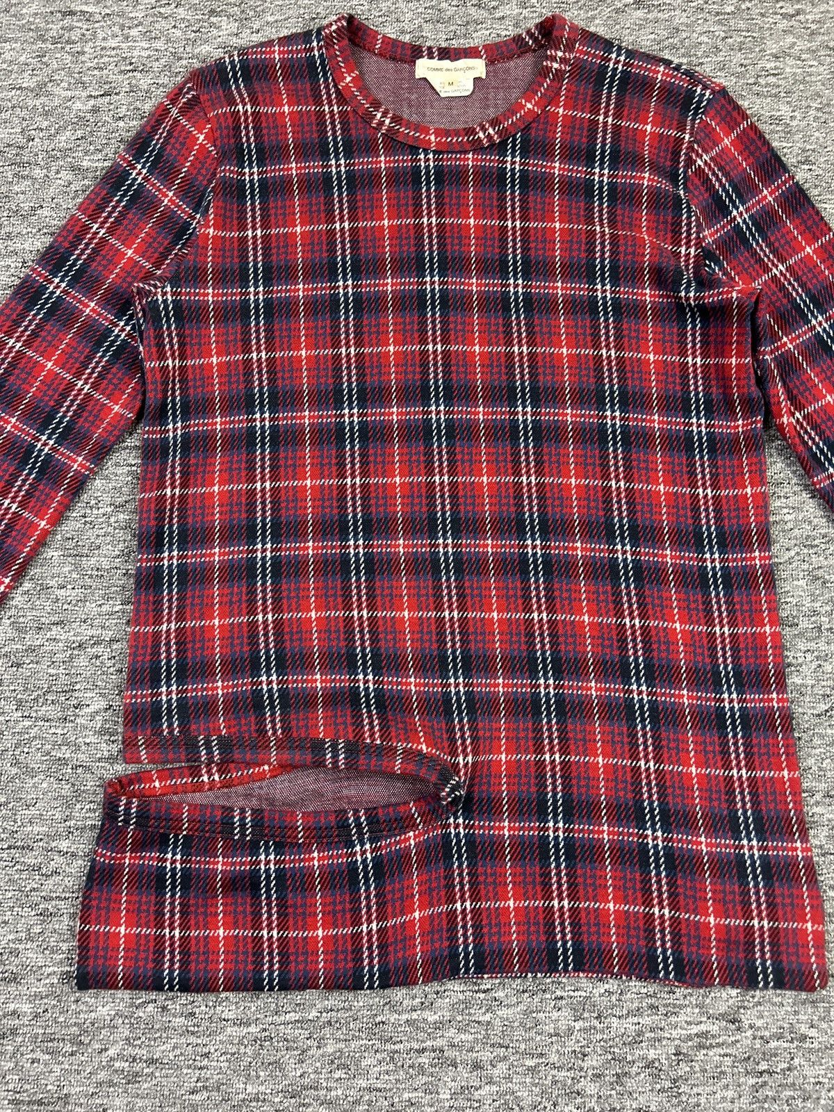 Comme des Garcons CDG – Deformed Knit Asymmetric Red Tartan Long Sleeve Top Size M / US 6-8 / IT 42-44 - 16 Thumbnail