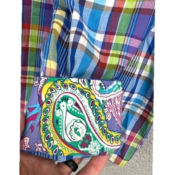 Vintage Alan Flusser Shirt Mens Large Multi Madras Plaid Paisley Button Down Long Sleeve Size US L / EU 52-54 / 3 - 6 Thumbnail