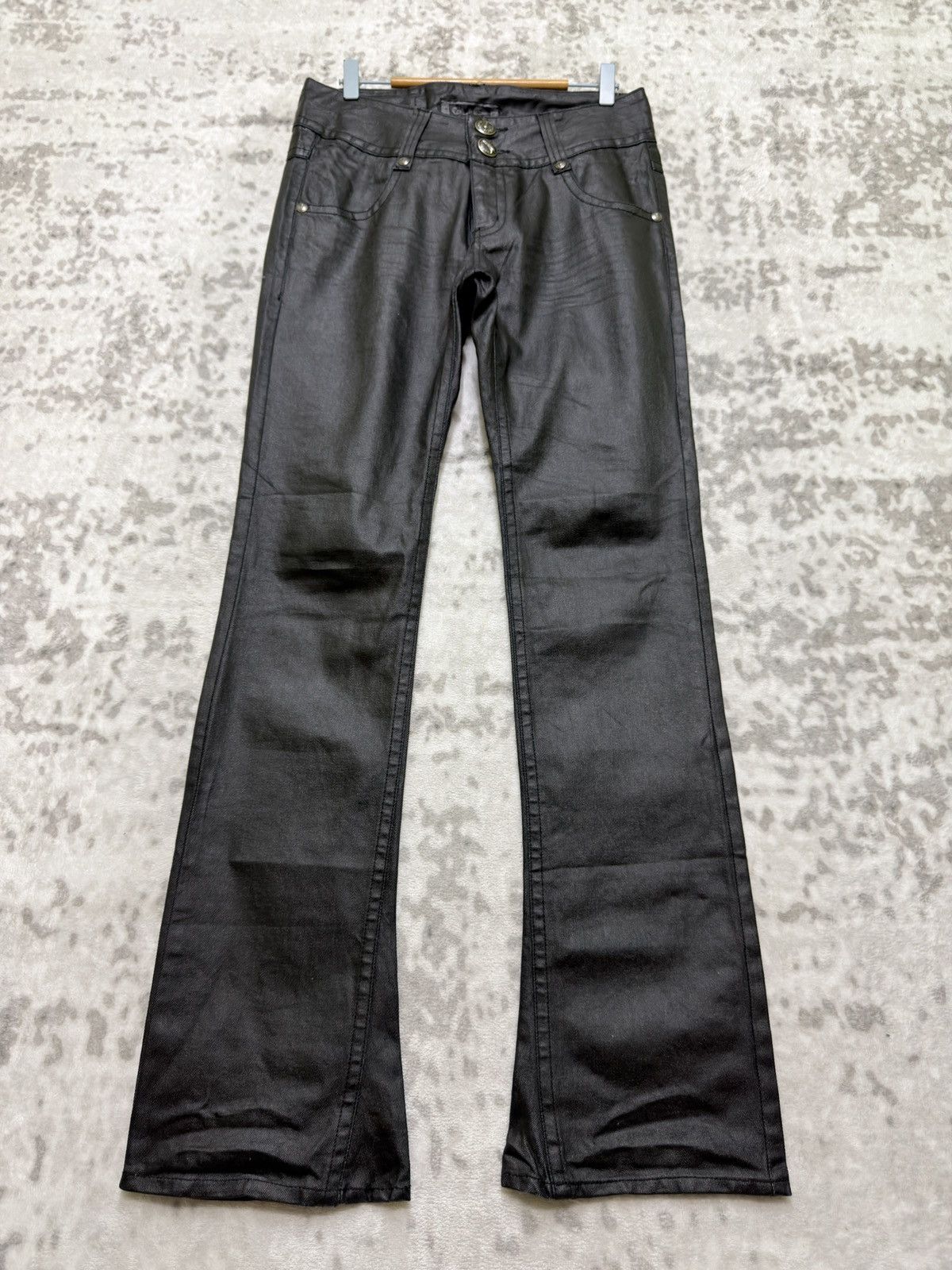 Le Grande Bleu (L.G.B.) Vintage Y2K Cook Jeans Coated Wax Finish Flared Jeans Size US 31 - 1 Thumbnail