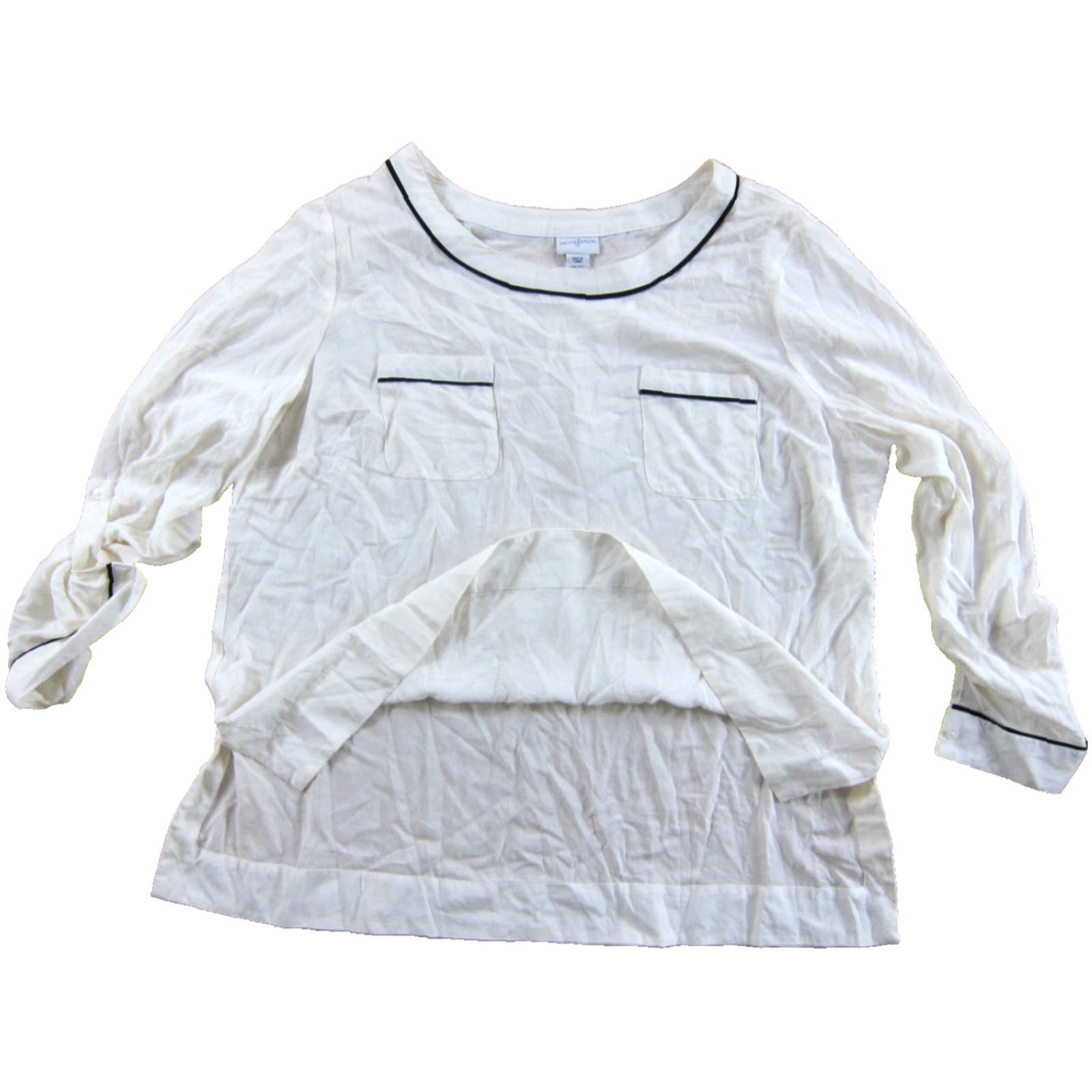 Vintage NWT Jaclyn Smith Blouse 100% Rayon Ivory XXL Tunic Long Sleeve Roll Up Shirt Women's Size XXL / US 16-18 / IT 52-54 - 4 Thumbnail
