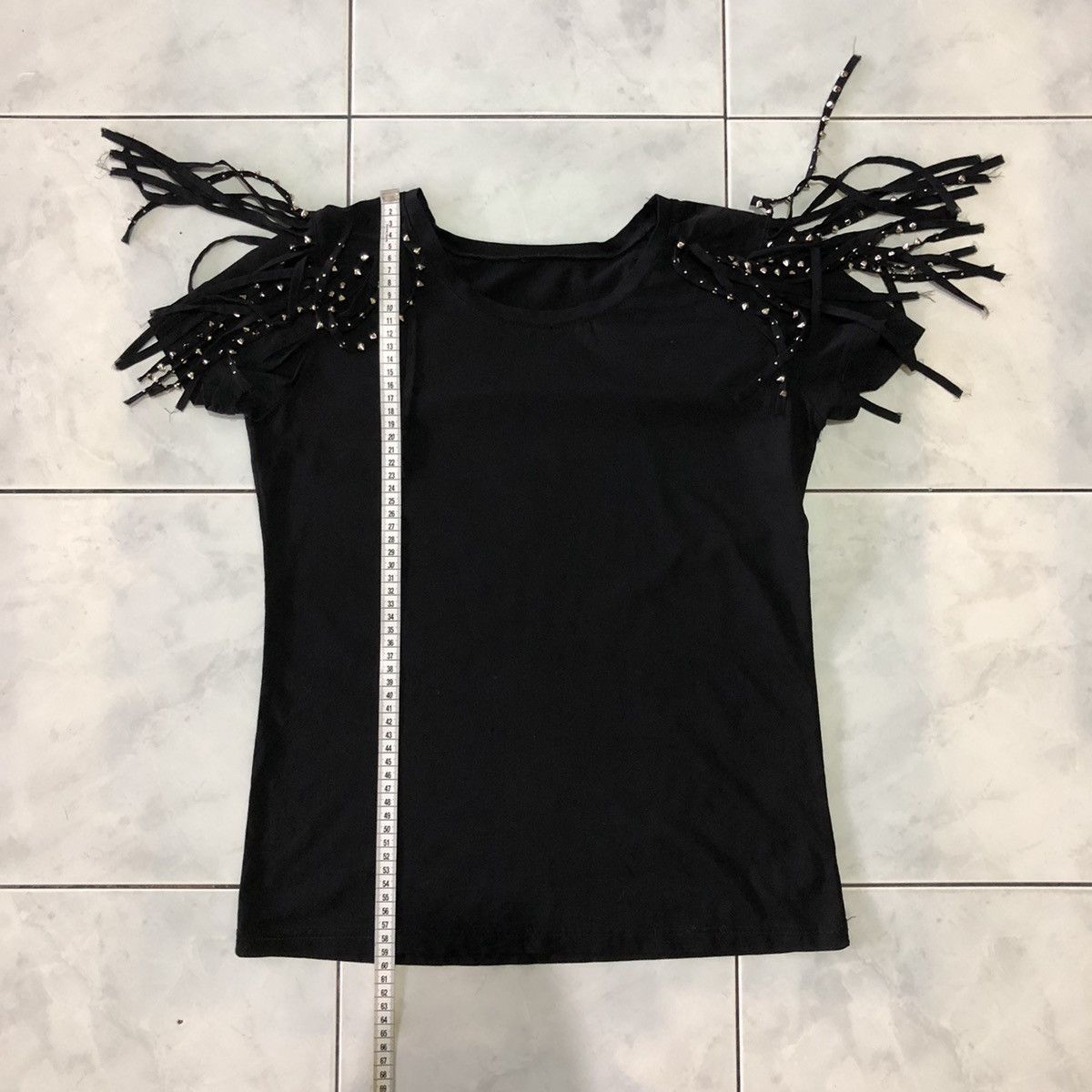 If Six Was Nine Studded Hairy Shoulder Gothic Punk Grunge Emo Style Tshirt Size M / US 6-8 / IT 42-44 - 14 Thumbnail
