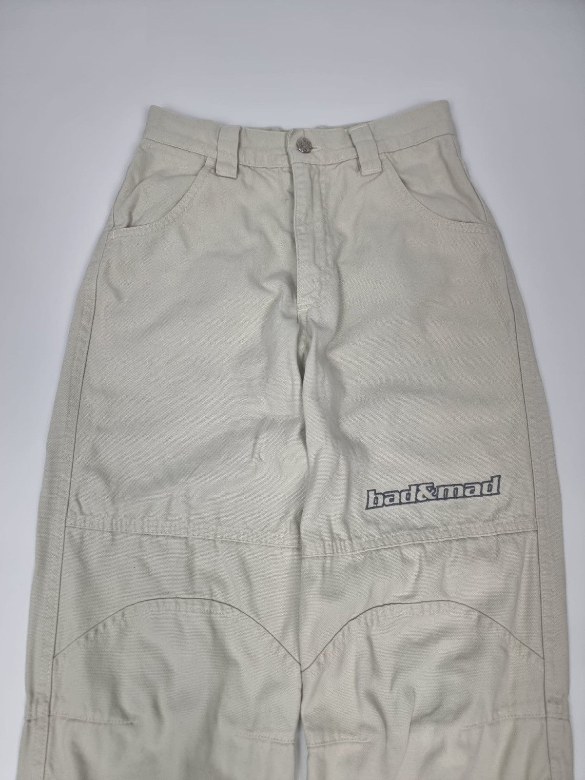 Japanese Brand × Vintage vintage Bad+Mad double knee baggy pants XS womens beige Size 26" / US 2 / IT 38 - 13 Thumbnail