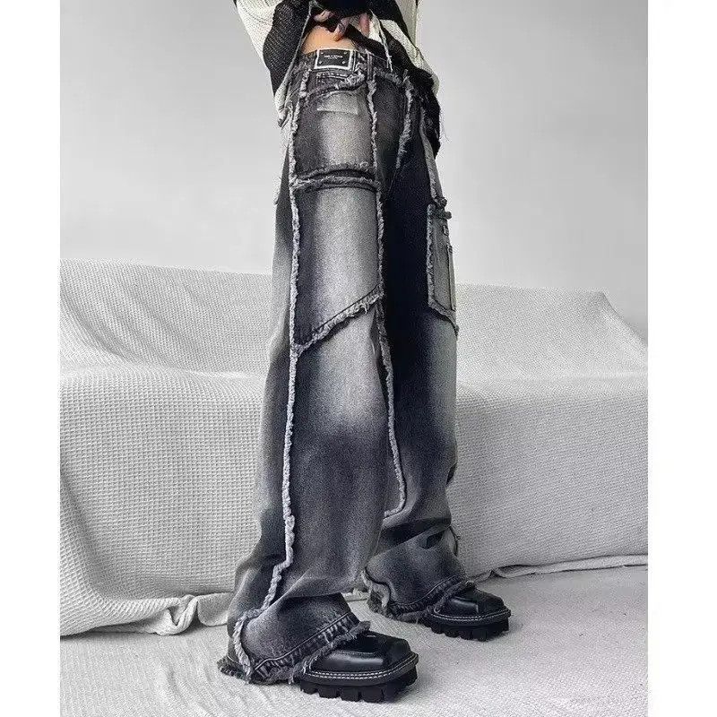 Japanese Brand workwear jeans retro trendy loose straight-leg raw edge Size US 32 / EU 48 - 2 Thumbnail