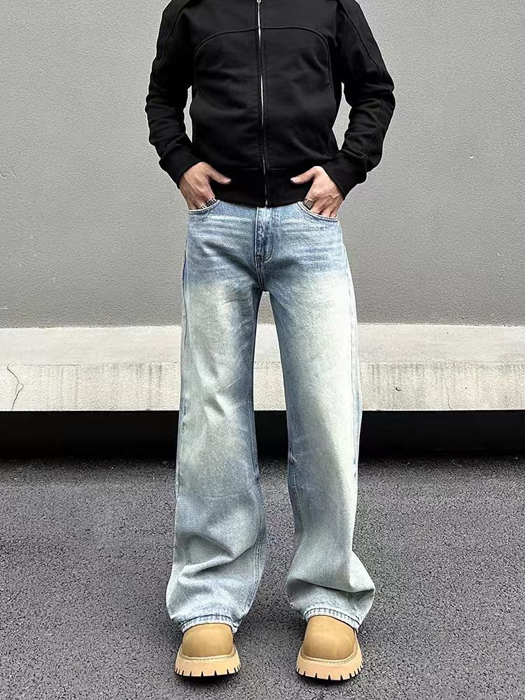 Street Vintage Washed Loose Casual Micro Flare Jeans