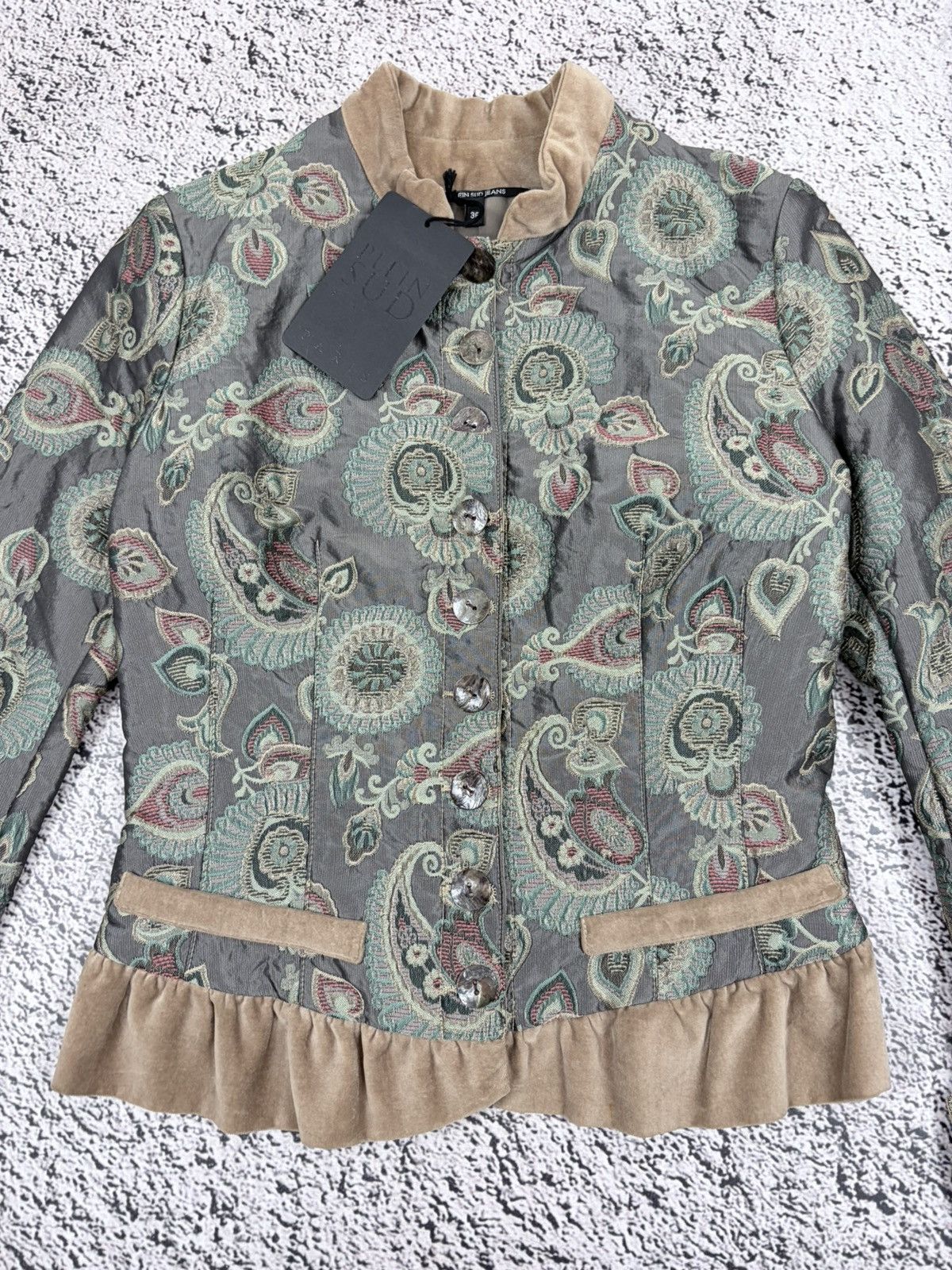 plein sud NWT Vintage Plein Sud Quilted Paisley Velvet Jacket Y2K S Size XS / US 0-2 / IT 36-38 - 8 Thumbnail