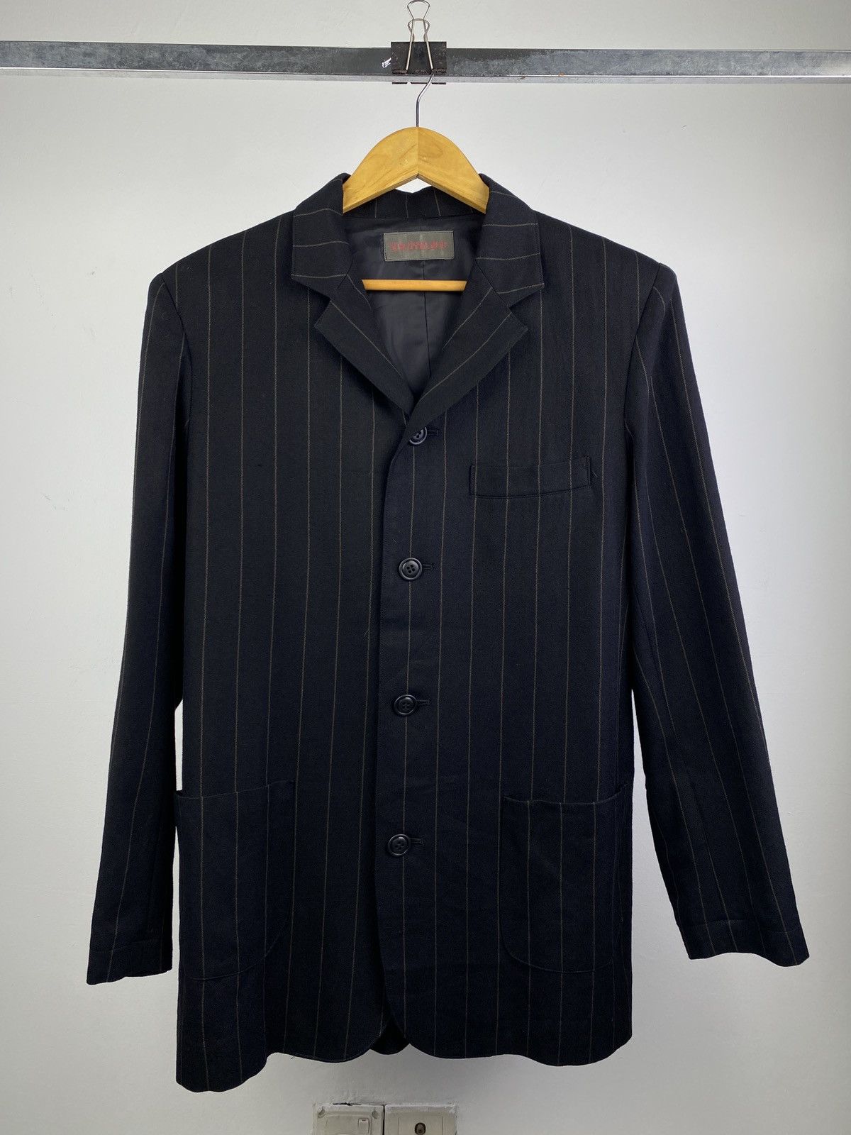 Yohji Yamamoto 80’s Schlüsselbein by Yohji Yamamoto Pinstripe Rayon Jacket Size US M / EU 48-50 / 2 - 1 Thumbnail