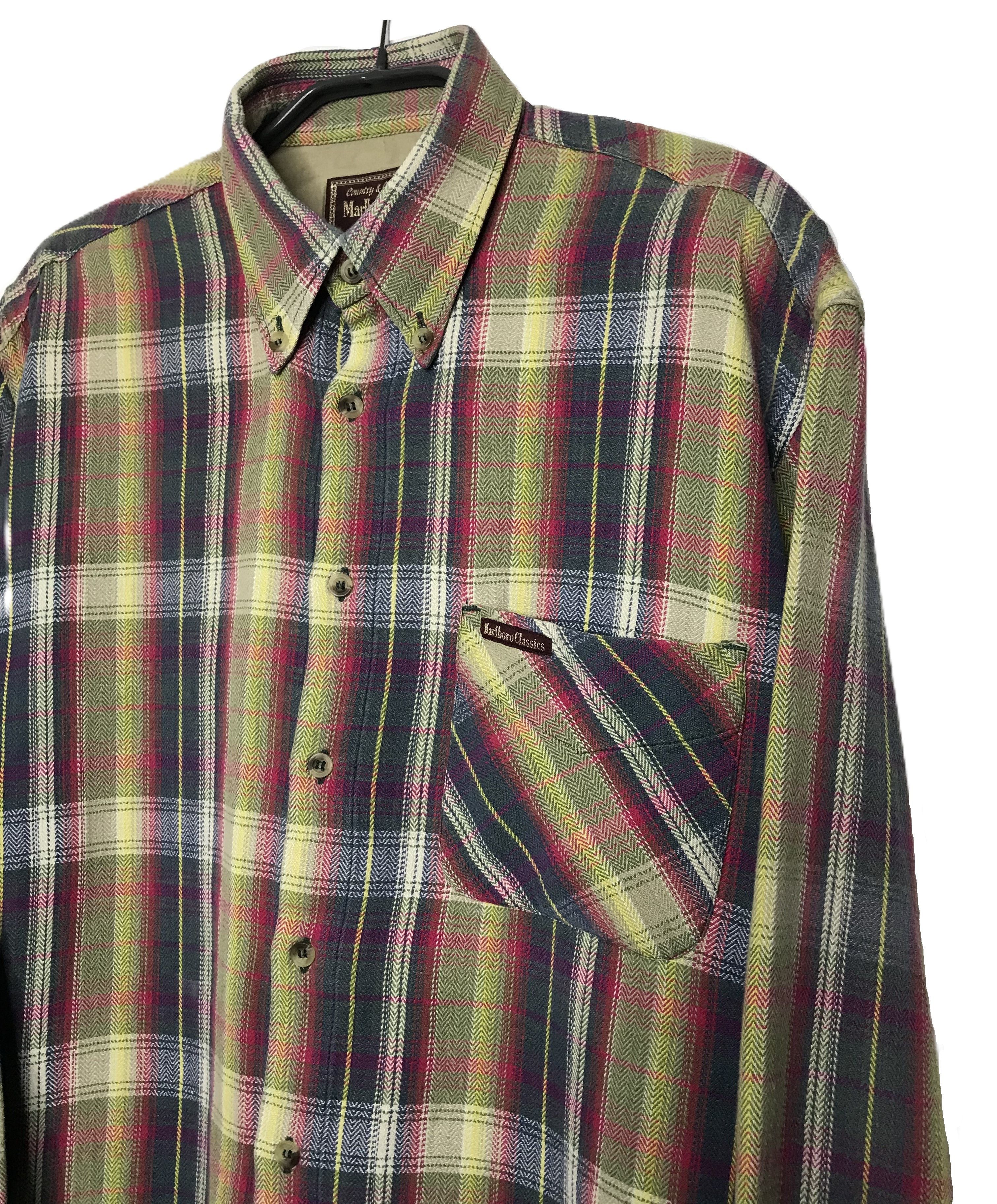 Marlboro Classics Marlboro Classics Mens Plaid Flannel Shirt Sz L Size US L / EU 52-54 / 3 - 3 Thumbnail