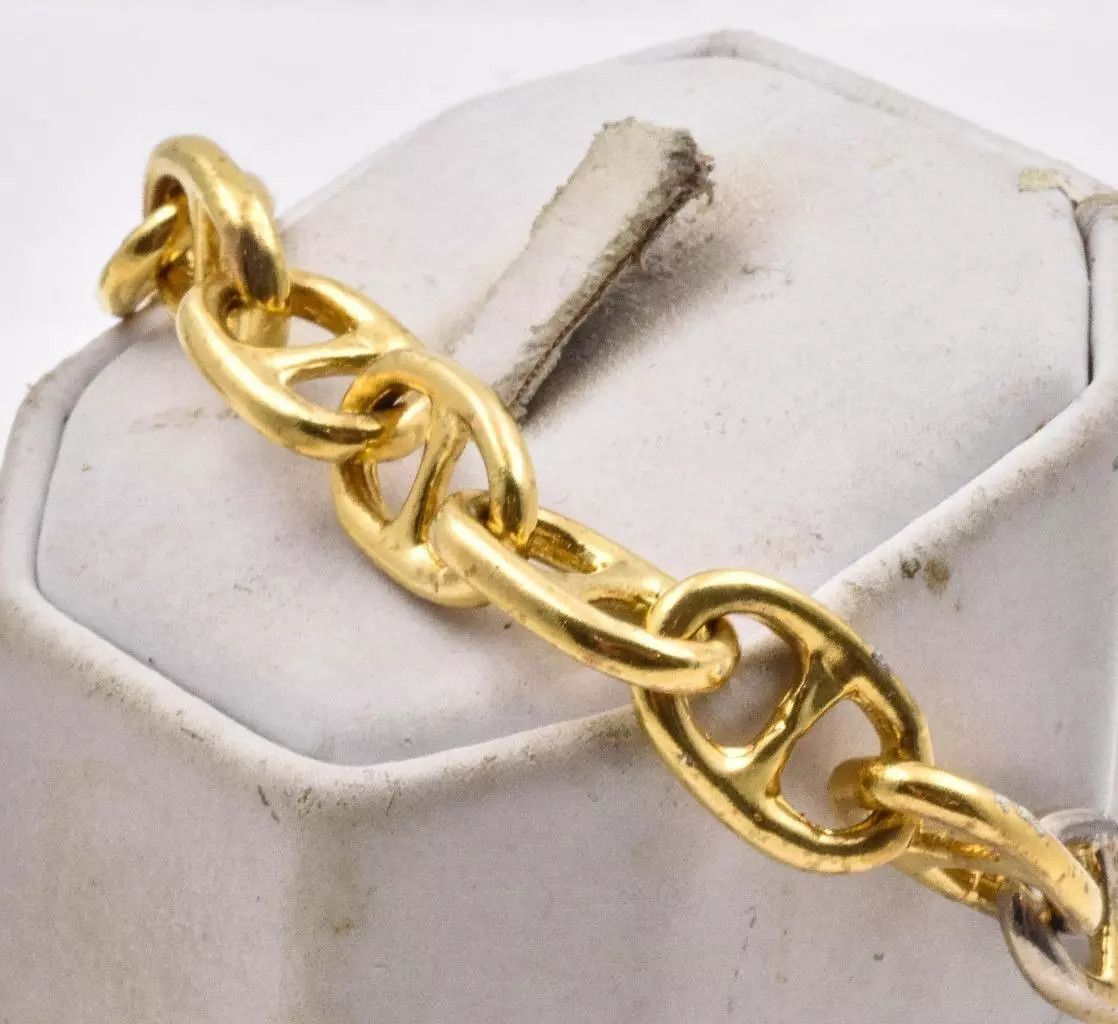 Sterling Silver Vintage Sterling Silver Bracelet Mariner Anchor 7.75 Gold Size ONE SIZE - 4 Thumbnail