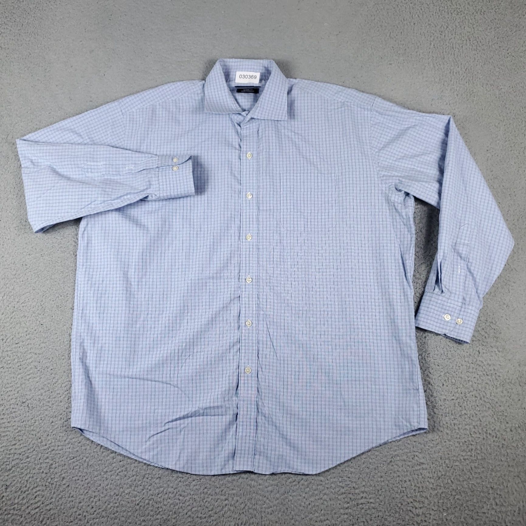 Nautica Nautica Dress Shirt Mens Size 17.5 Blue Plaid Button Up Long Sleeve Collar Size 46R - 2 Thumbnail