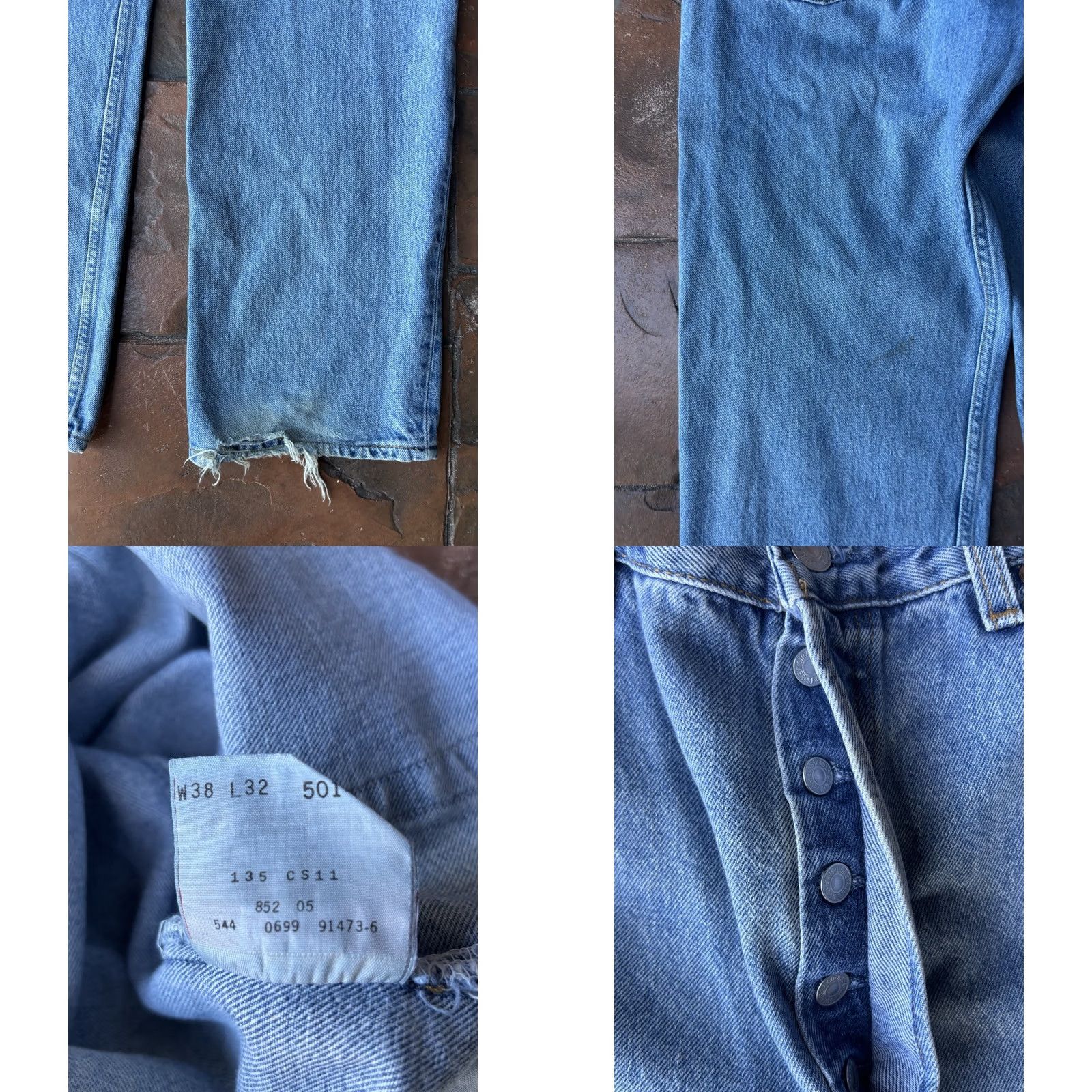 Levi's Vintage 90s Levi'S 501 XX Jeans 38x32 Blue Denim - Mid Rise - Button Details - Style - Distressed - USA Size US 38 / EU 54 - 9 Thumbnail