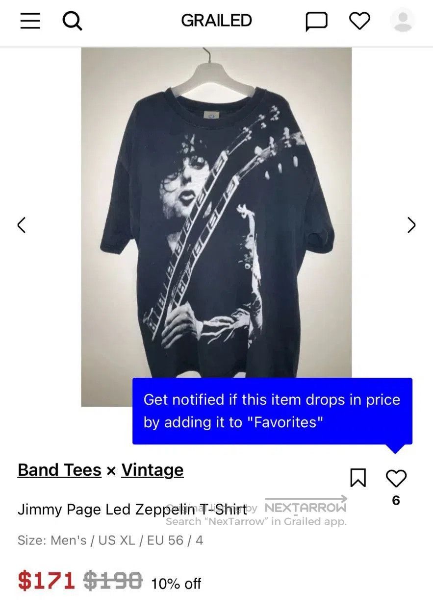 Vintage Vintage Led Zeppelin Jimmy Page Tee. Size US L / EU 52-54 / 3 - 9 Thumbnail