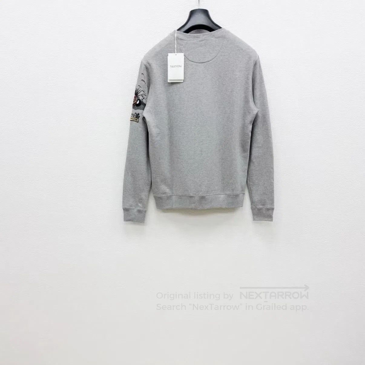 Valentino Gray Crew Neck Sweatshirt with Embroidered Design. Size US S / EU 44-46 / 1 - 5 Thumbnail