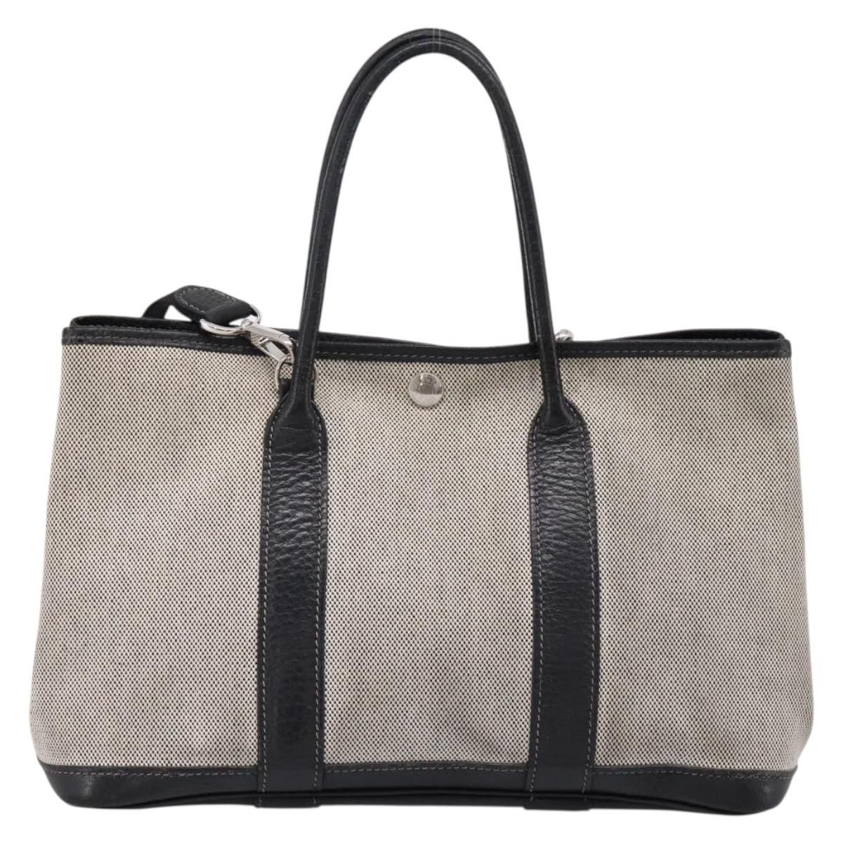 Hermes HERMES Garden Party PM Hand Bag Canvas 2way Gray Silver Auth Size ONE SIZE - 2 Thumbnail