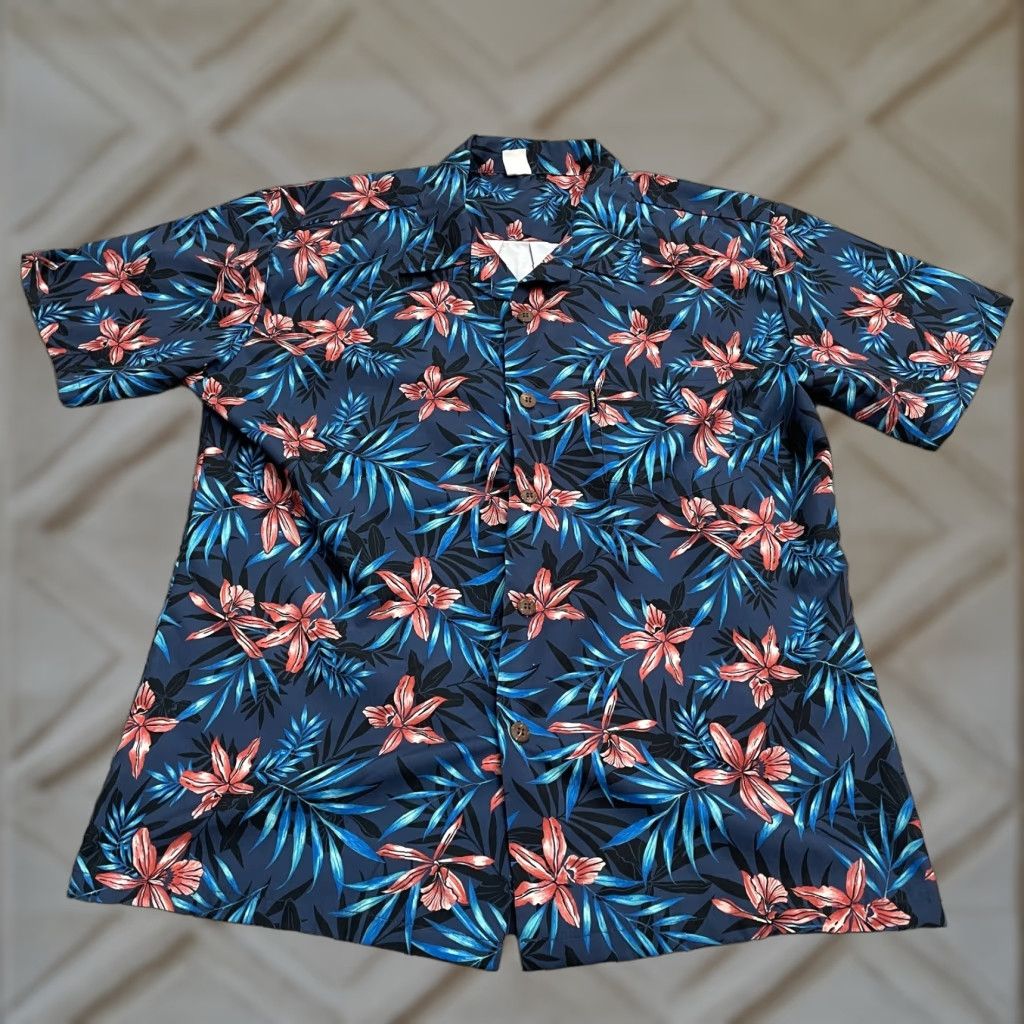 Vintage Palm Wave Hawaii Shirt Mens Large Blue Floral Short Sleeve Button Up Hawaii Beach Tropical 90s? Size US L / EU 52-54 / 3 - 1 Thumbnail