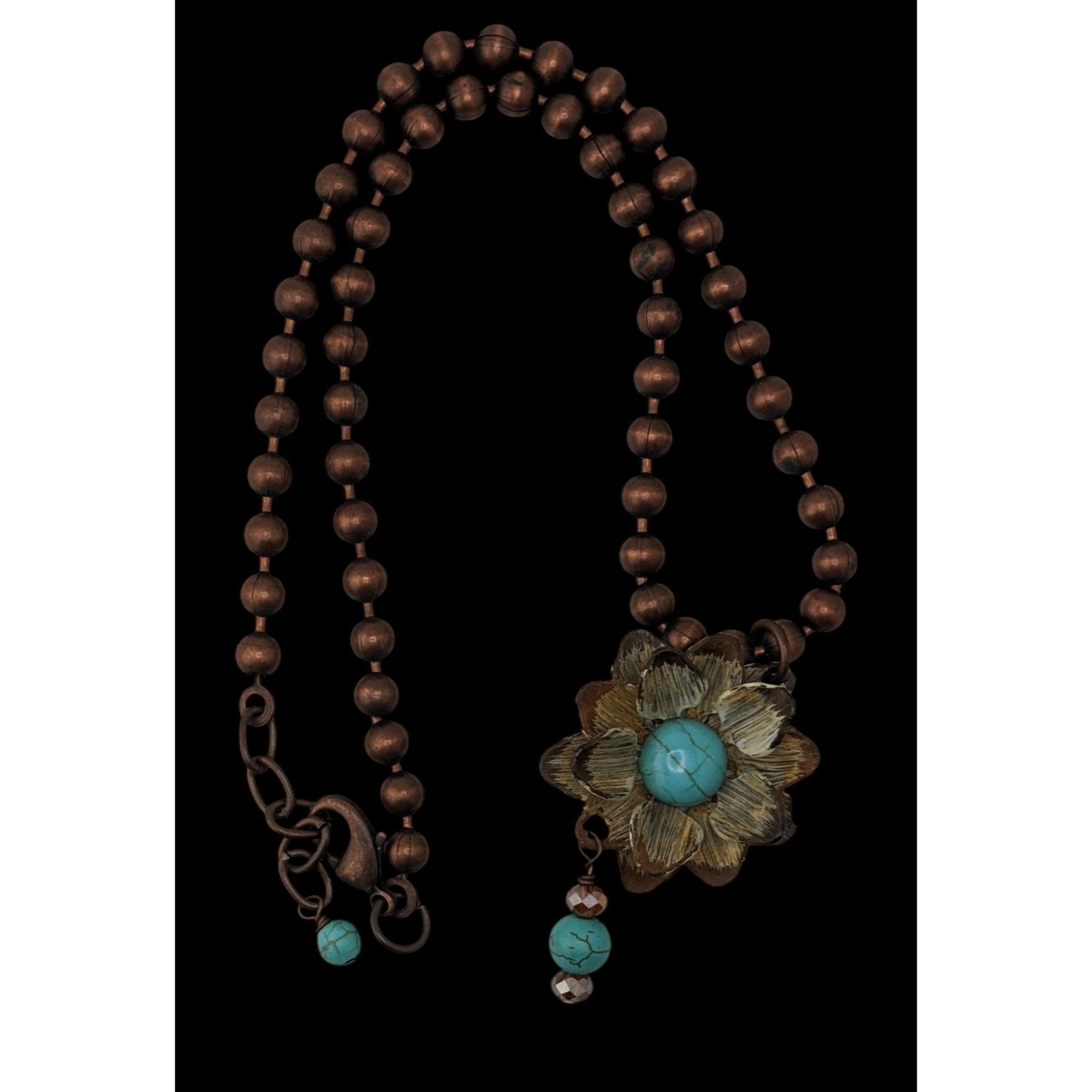 Other Vintage Bohemian Necklace With Turquoise Floral Pendant Copp Size ONE SIZE - 3 Thumbnail