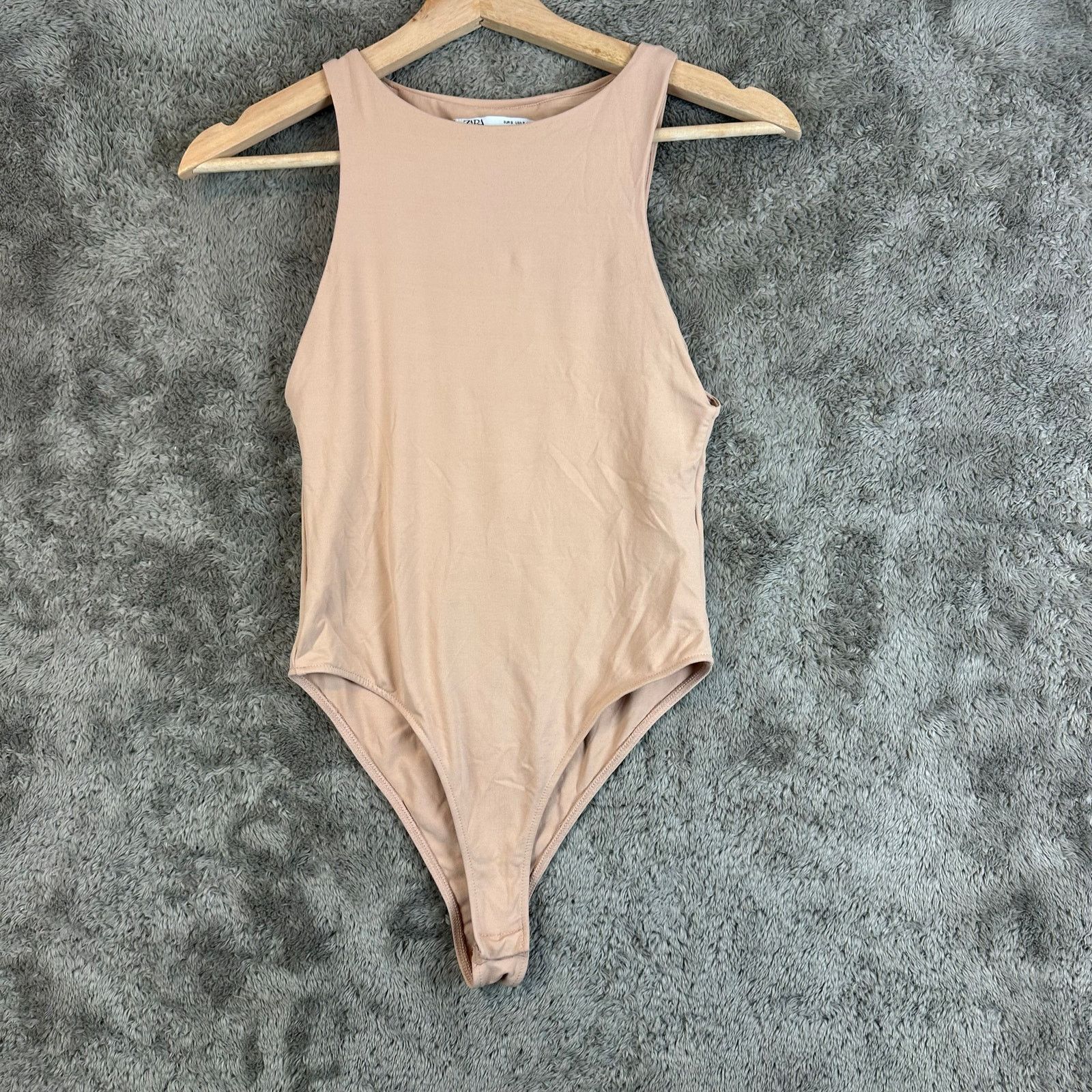 Zara Zara Nude Beige High Neck Sleeveless Halter Bodysuit S Small Size S / US 4 / IT 40 - 1 Thumbnail