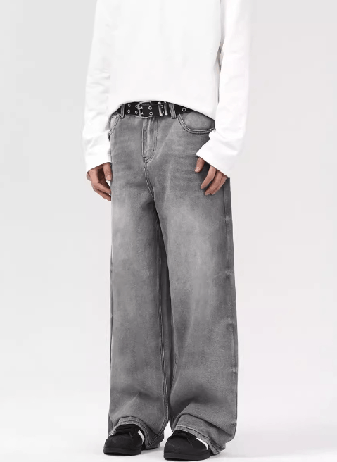 Japanese Brand × Jean American grey washed distressed loose straight jeans Size US 32 / EU 48 - 2 Thumbnail