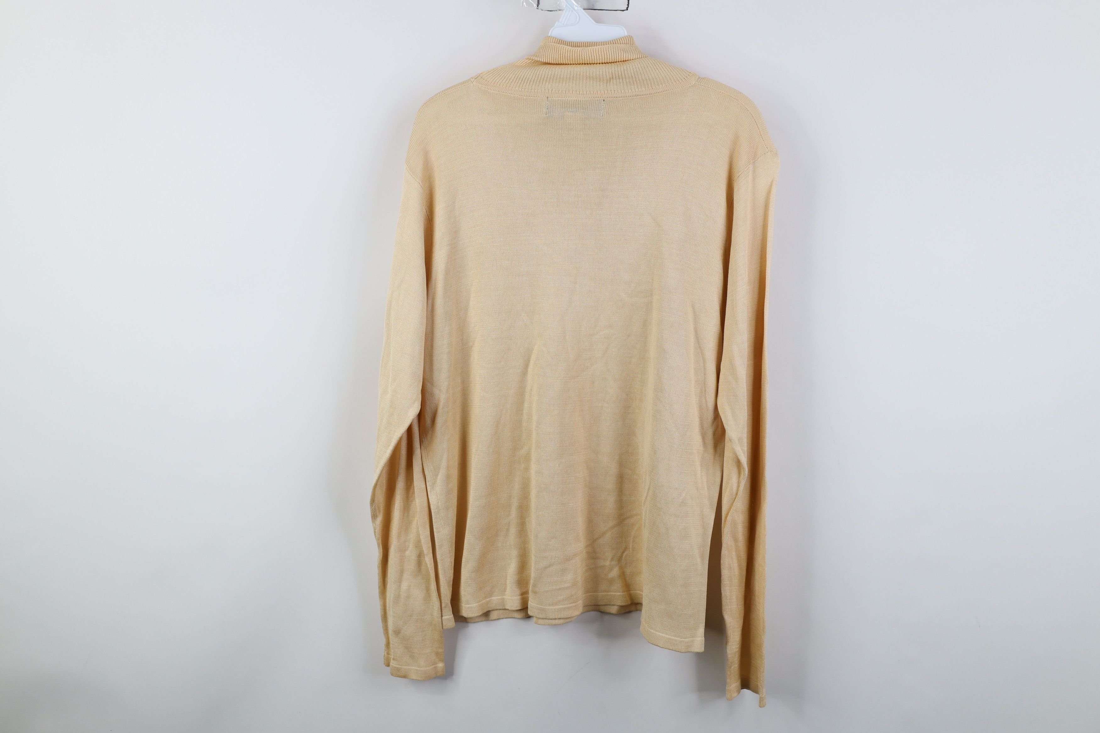 Vintage Vintage 90s Streetwear Silk Knit Turtleneck Sweater Gold Size L / US 10 / IT 46 - 9 Thumbnail