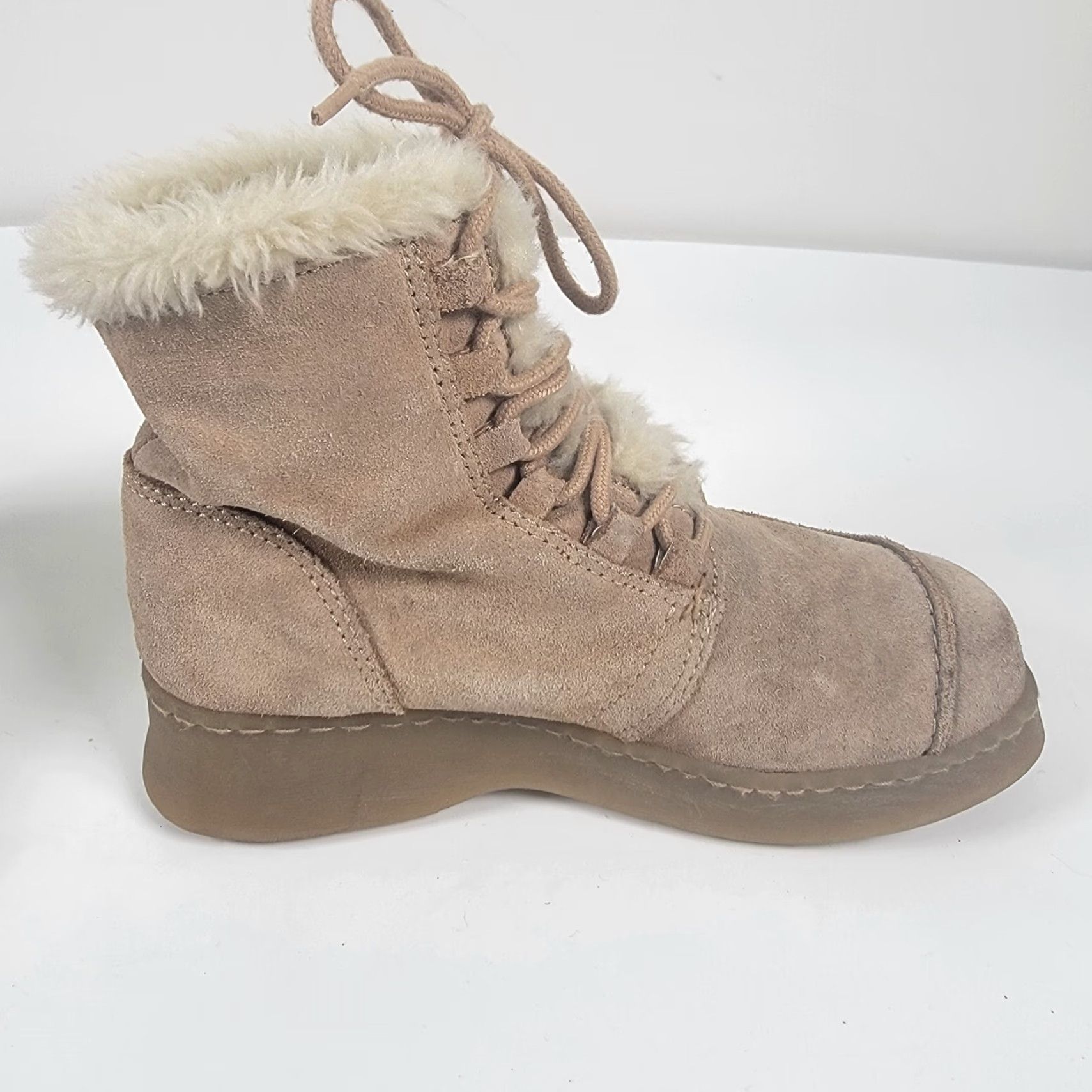 Vintage VINTAGE? No — Report Sierra Tan Suede Upper Boots Women's Winter Lace Up 7 Leather Outsole Lined Insulated Fur Size US 7 / IT 37 - 6 Thumbnail