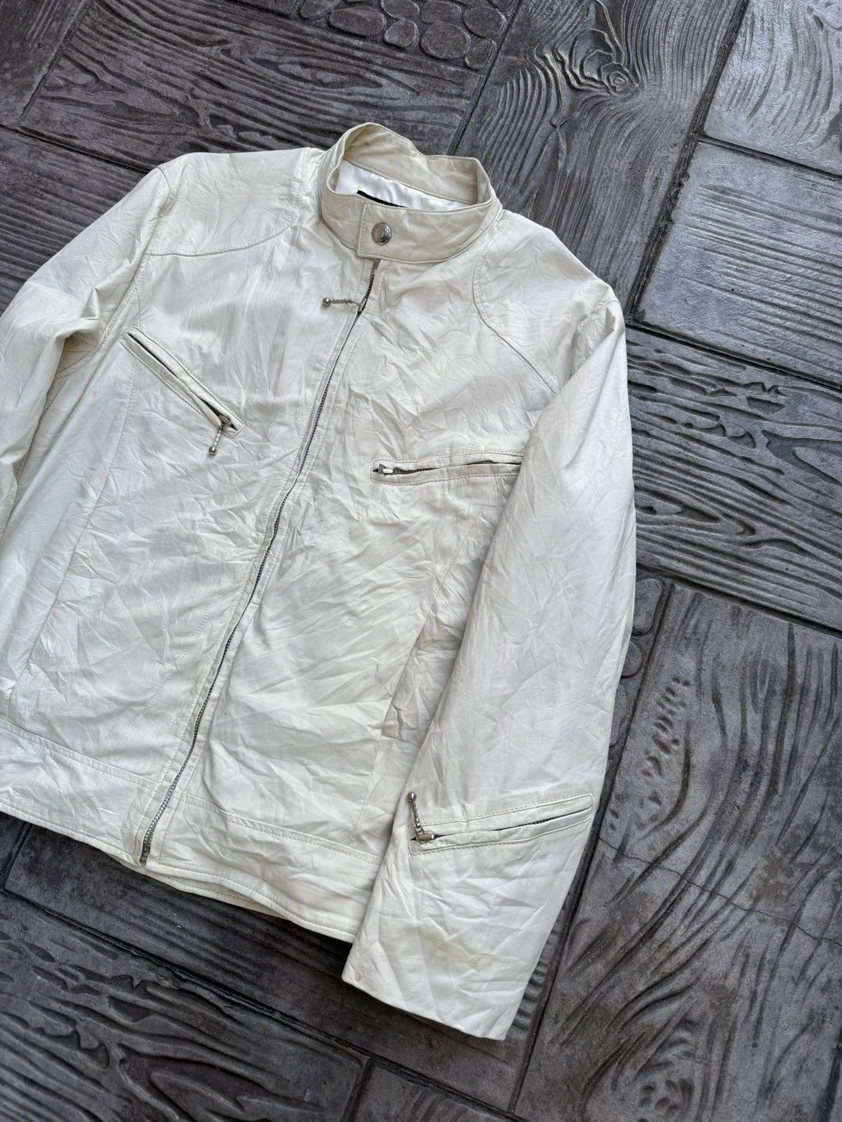 Schott SCHOTT White Leather "Made in USA" RARE Jacket Size US M / EU 48-50 / 2 - 5 Thumbnail