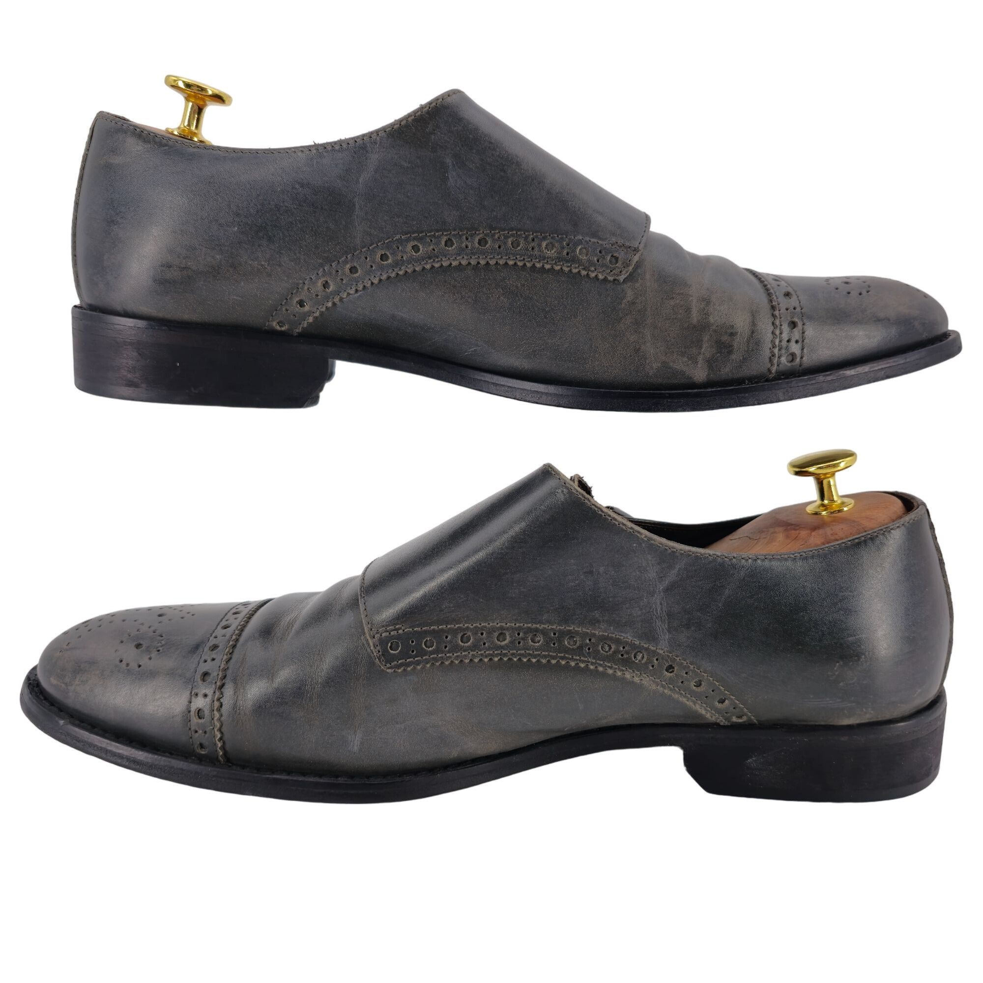 Bruno Magli Bruno Magli Italy Gray Leather Double Monk Strap Loafers 11M Size US 11 / EU 44 - 3 Thumbnail