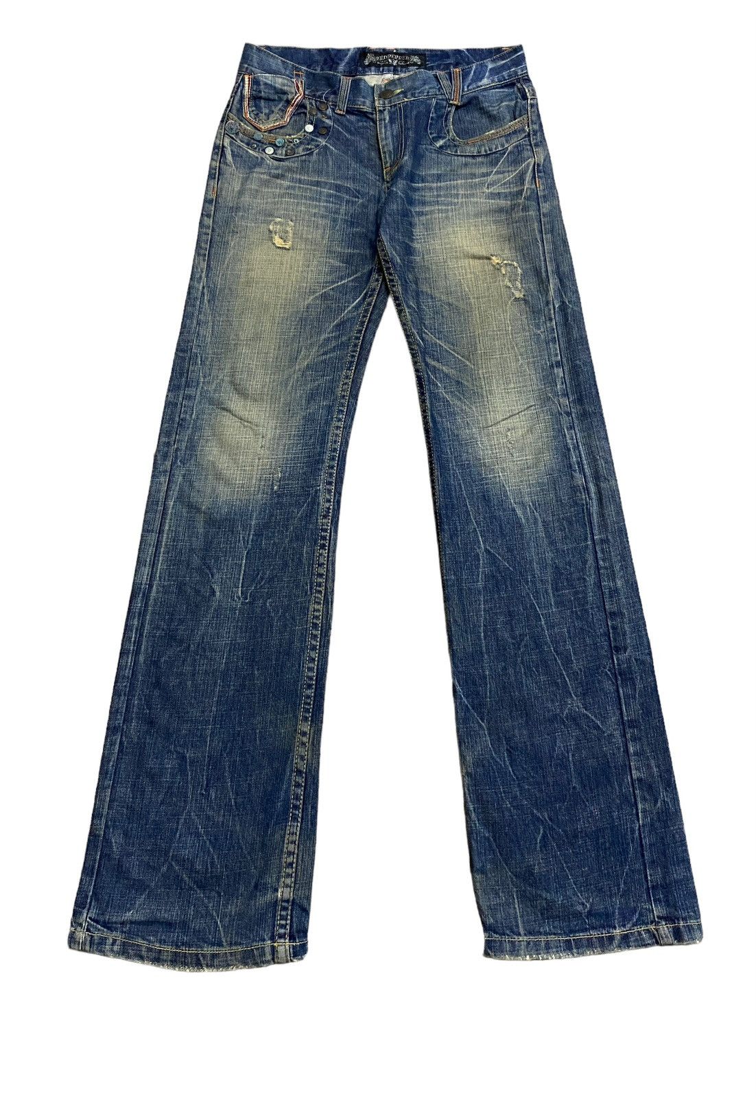 If Six Was Nine Rare Design Vintage Brand Red Pepper Flared Jeans 1990s Size US 32 / EU 48 - 1 Thumbnail