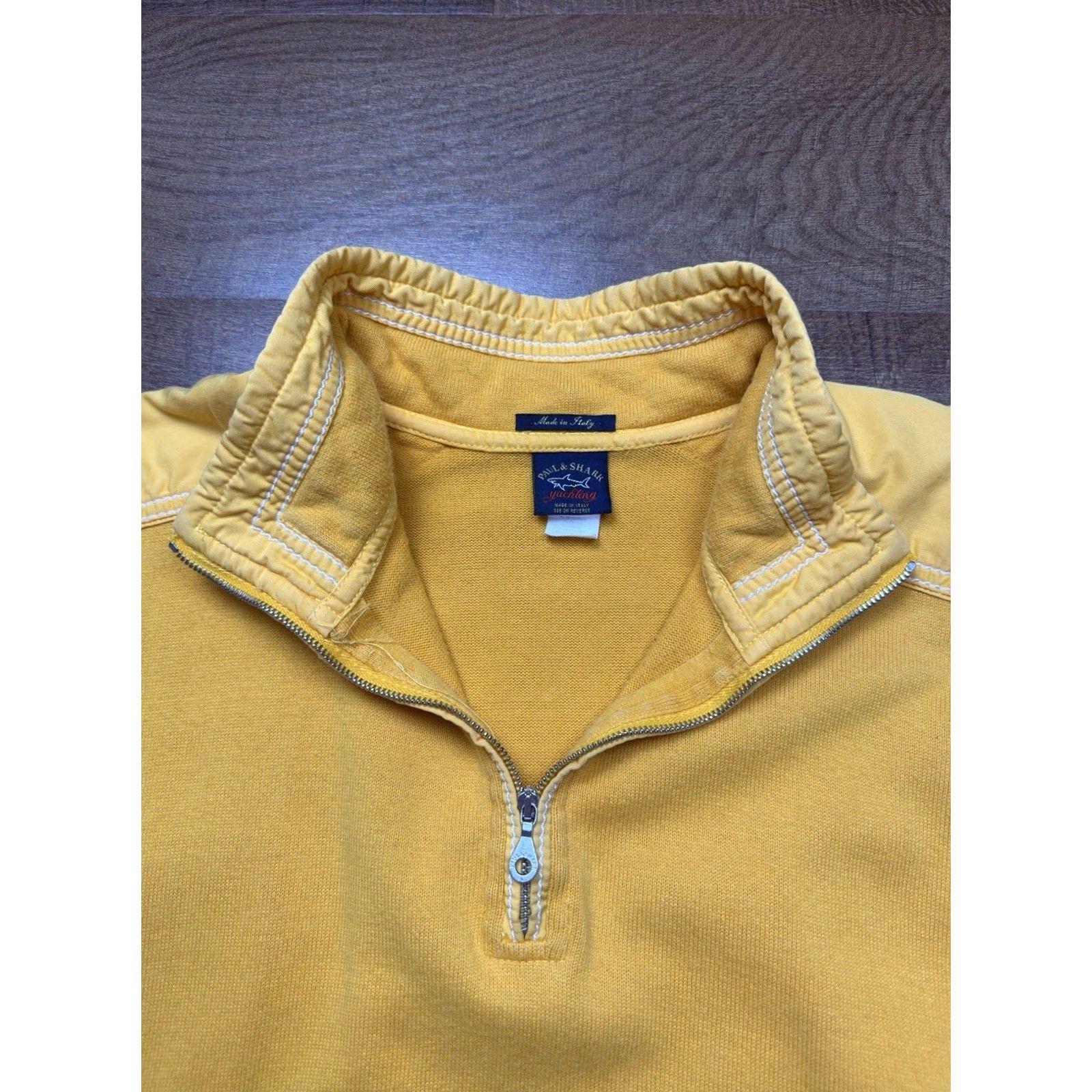Paul & Shark Paul & Shark Yachting Sweater 1/4 Quarter Zip Yellow 100% Cotton Mens LT LT - READ Size US L / EU 52-54 / 3 - 4 Thumbnail