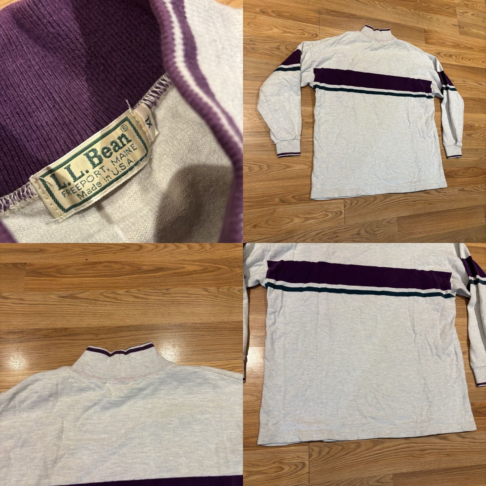 Vintage VINTAGE LL Bean Striped Sweatshirt Pullover USA Men’s XL Purple Gray Green Pattern: Solid Long Sleeve Mock Neck Pullover Sweatshirt Size US XL / EU 56 / 4 - 8 Thumbnail