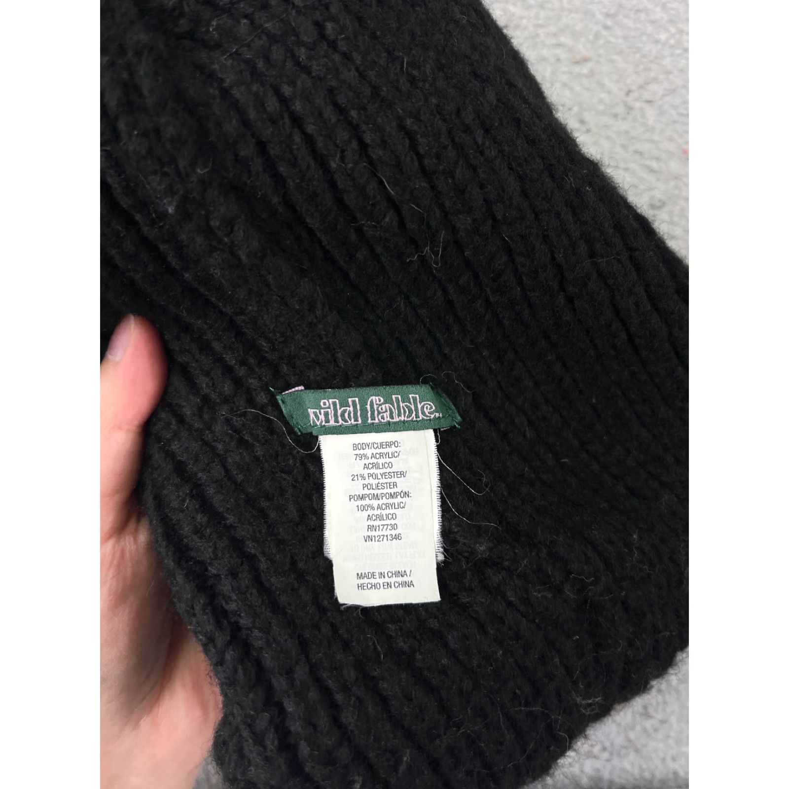 Vintage Wild Fable Beanie Toque Womens One Size Black Purple Knit Acrylic Poly Blend Size ONE SIZE - 6 Thumbnail