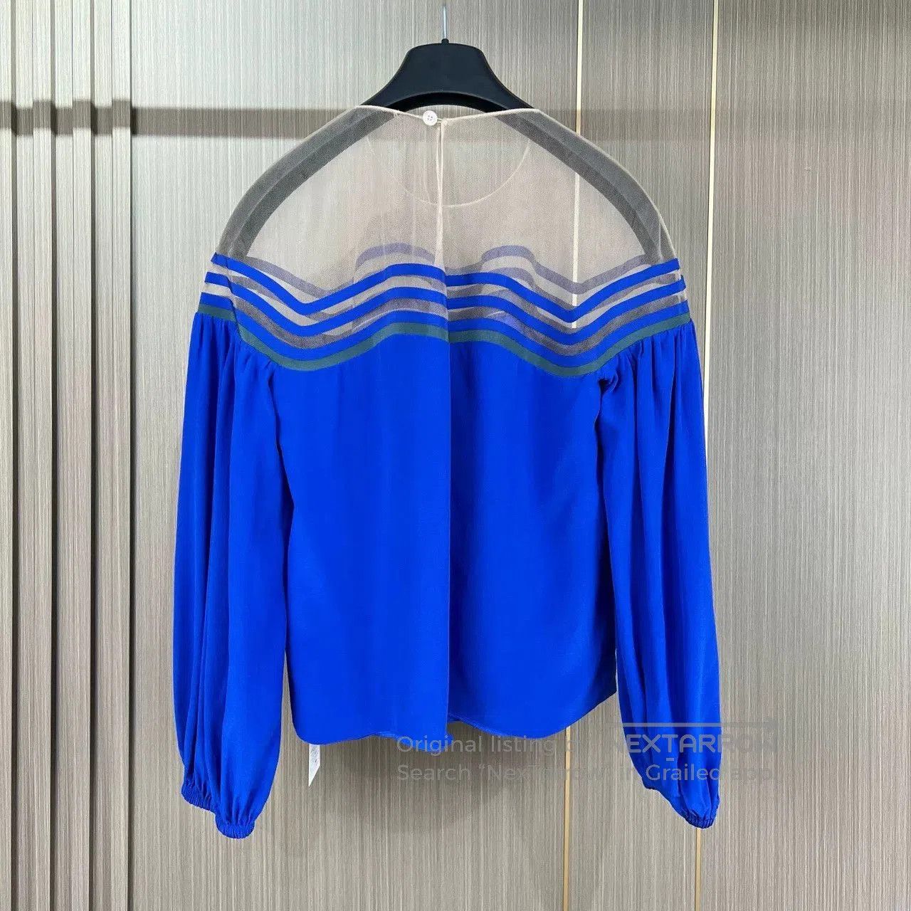 Fendi Fendi Blue White Silk Lantern Sleeve Top. Size S / US 4 / IT 40 - 2 Thumbnail