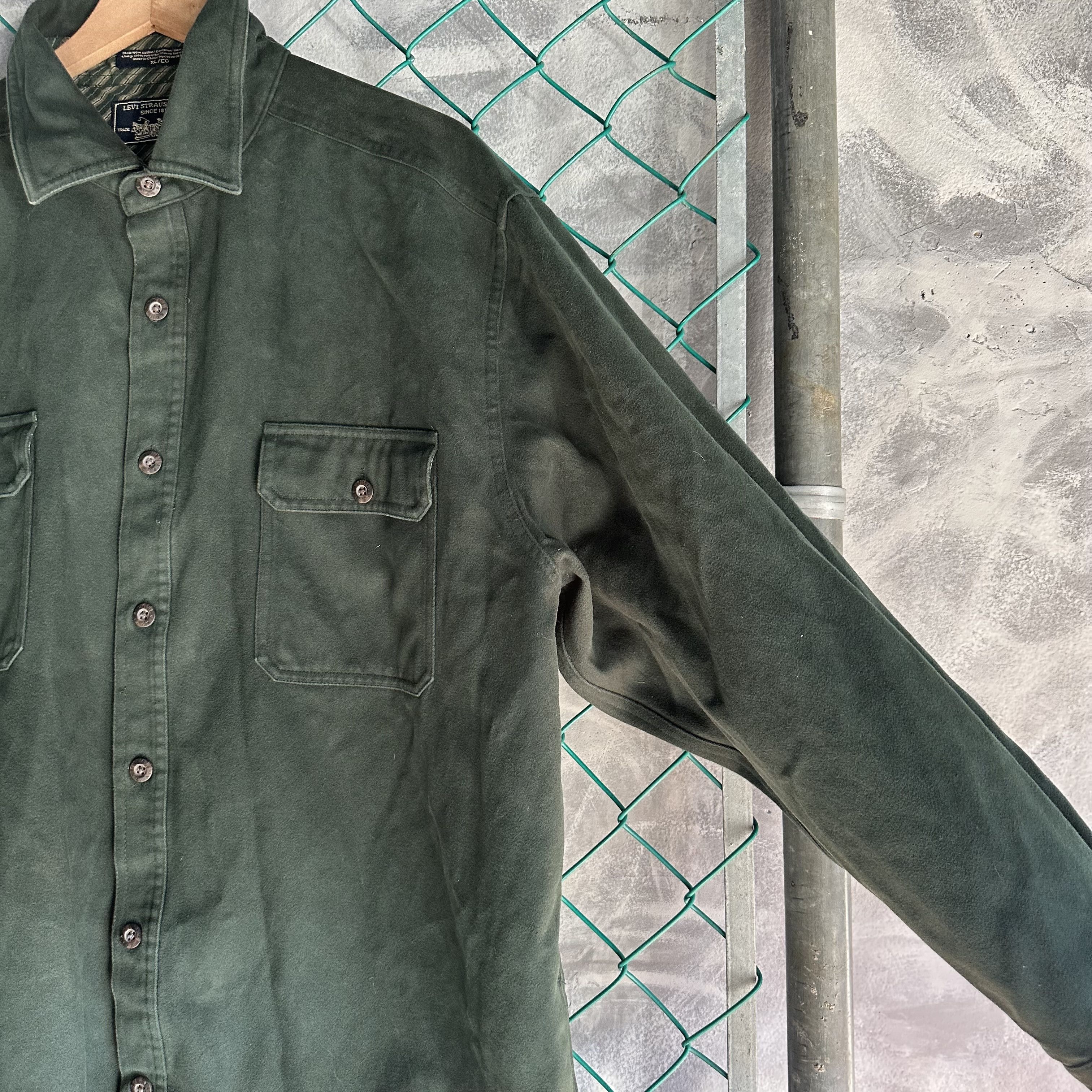 Levi's Vintage Levis Heavy Lined Chamois Shirt Jacket Navy Mens XL Size US XL / EU 56 / 4 - 4 Thumbnail