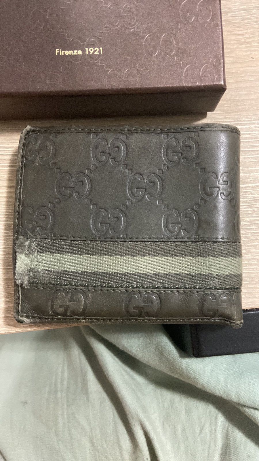 Gucci × Vintage Vintage Gucci GG Dark Green Leather Wallet Size ONE SIZE - 3 Thumbnail