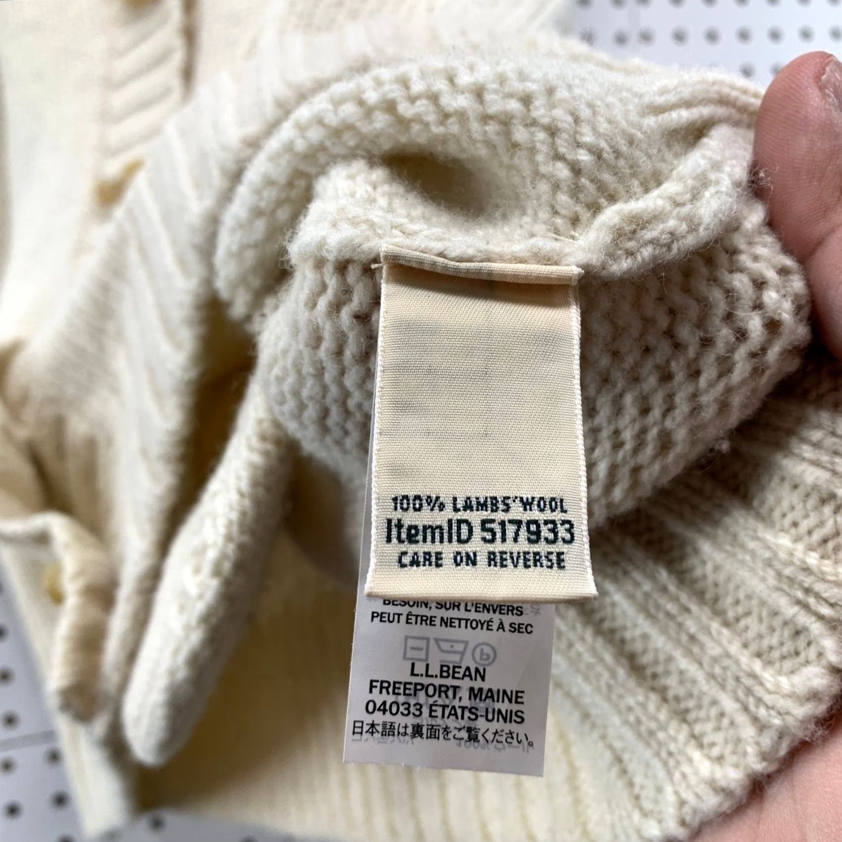 Vintage L.L. Bean Sweater Womens Medium Beige Wool Cardigan Lambswool Shawl Collar Size M / US 6-8 / IT 42-44 - 3 Thumbnail